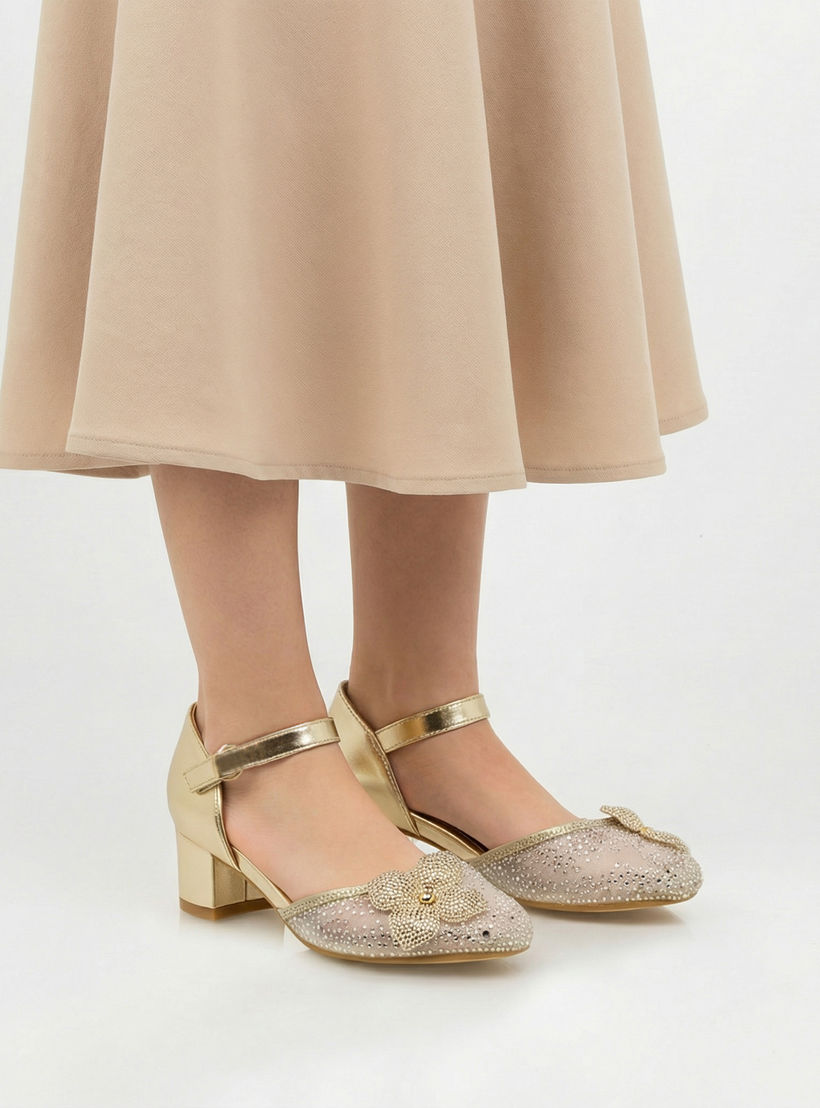 صندل بكعب عريض وتزيينات زهرية للبنات من سيليست-girls-shoes-sandals-image-2