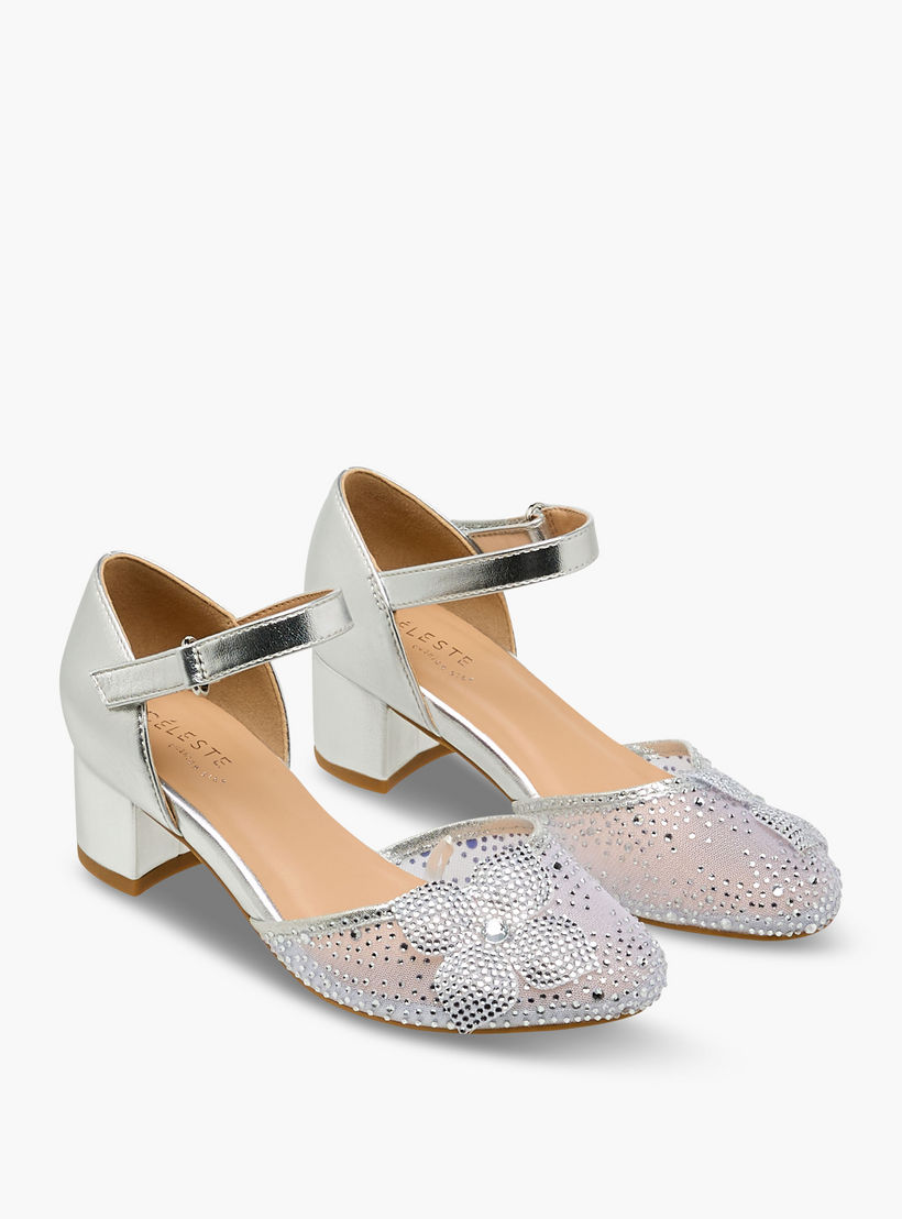 صندل بكعب عريض وتزيينات زهرية للبنات من سيليست-girls-shoes-sandals-image-1