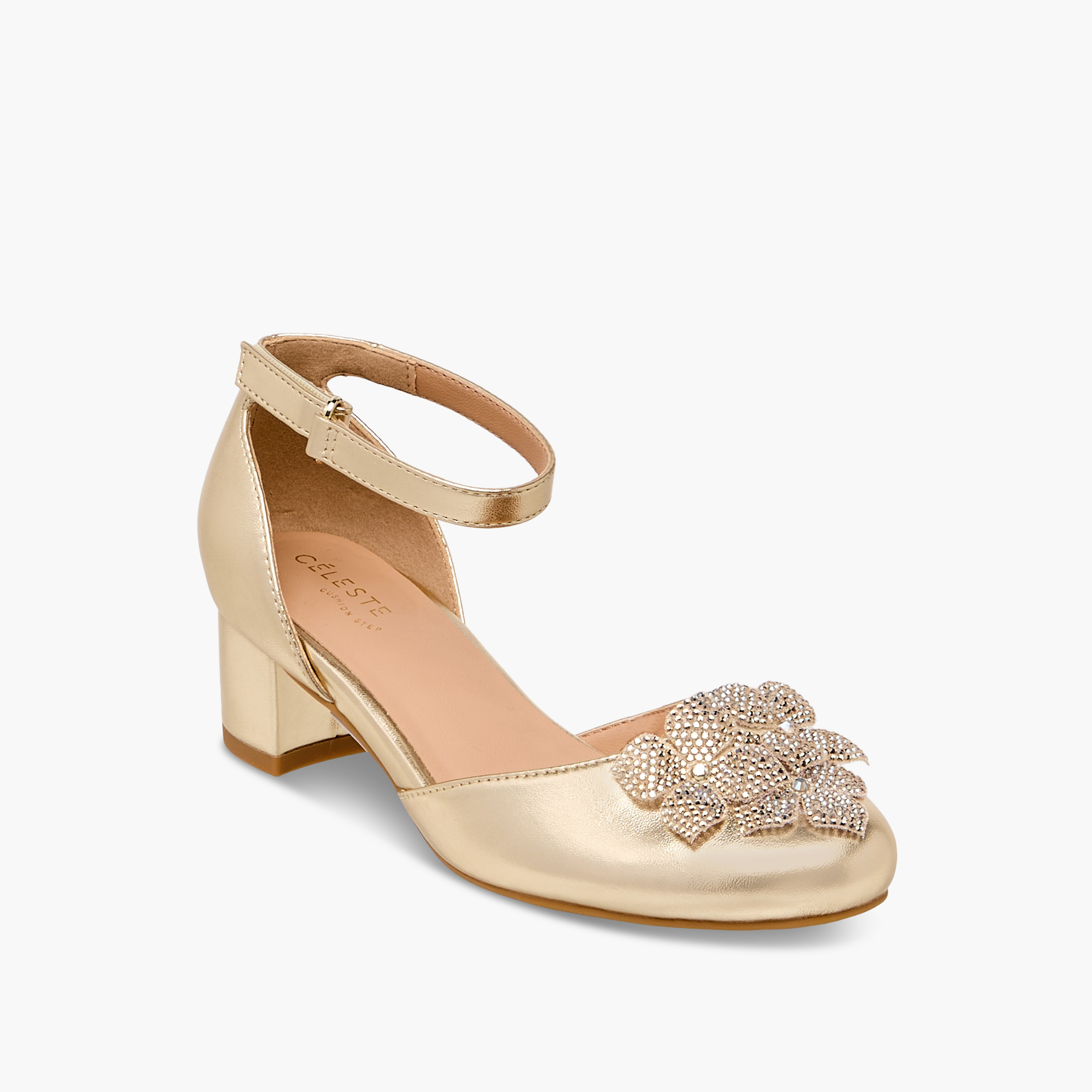 Celeste Girls Floral Embellished Shoes-girls-shoes-sandals-image-2