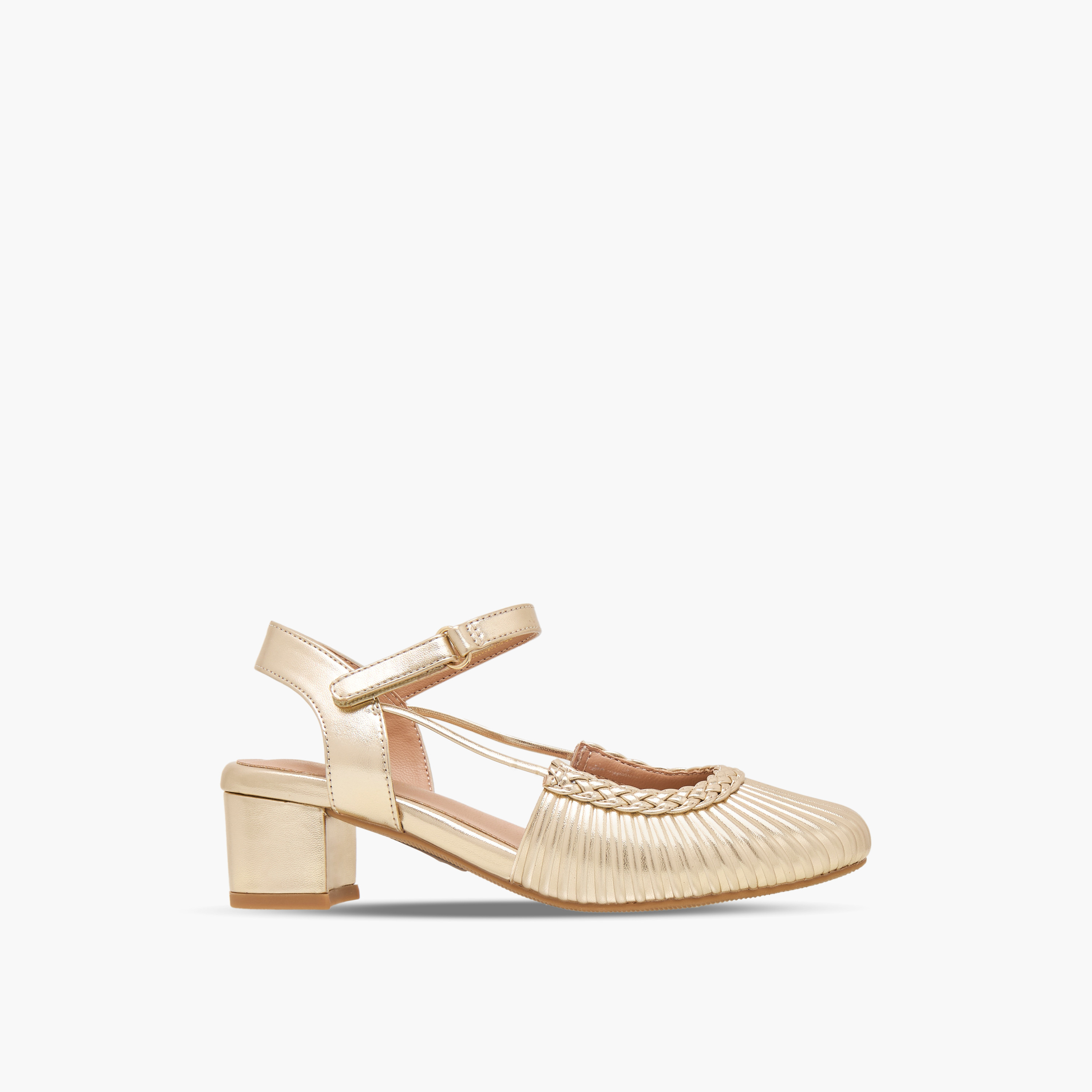 Celeste Girls Textured Block Heels Shoes-girls-shoes-sandals-image-3