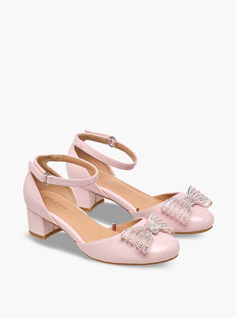 صندل بكعب عريض وبفيونكة مزينة للبنات من سيليست-girls-shoes-sandals-image-1
