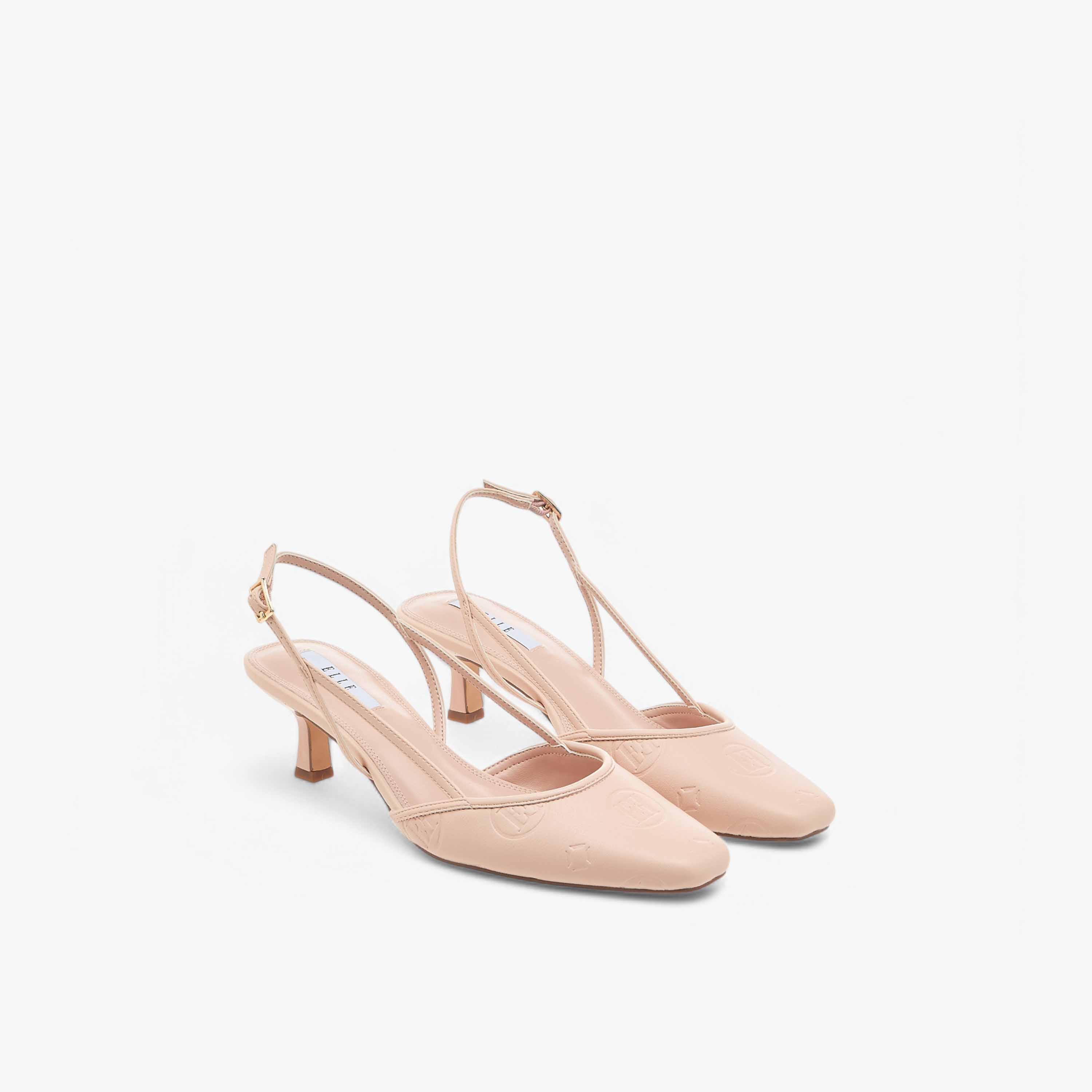 Elle Women's Square Toe Shoes with Buckle Closure and Kitten Heels-women-shoes-sandals-heeled-image-1