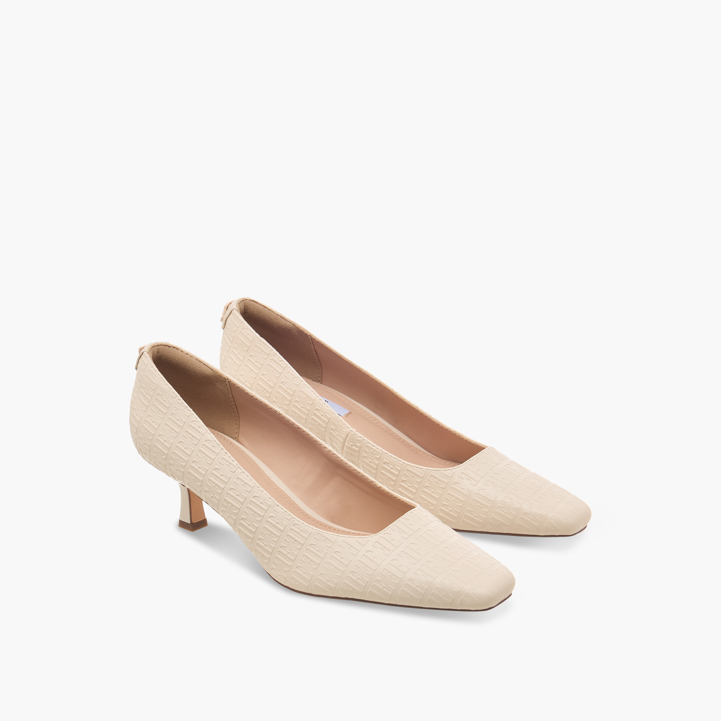 حذاء كلاسيكي بتصميمم مونوجرام بارز الملمس وكعب صغير للنساء من إيل-women-shoes-heels-image-1