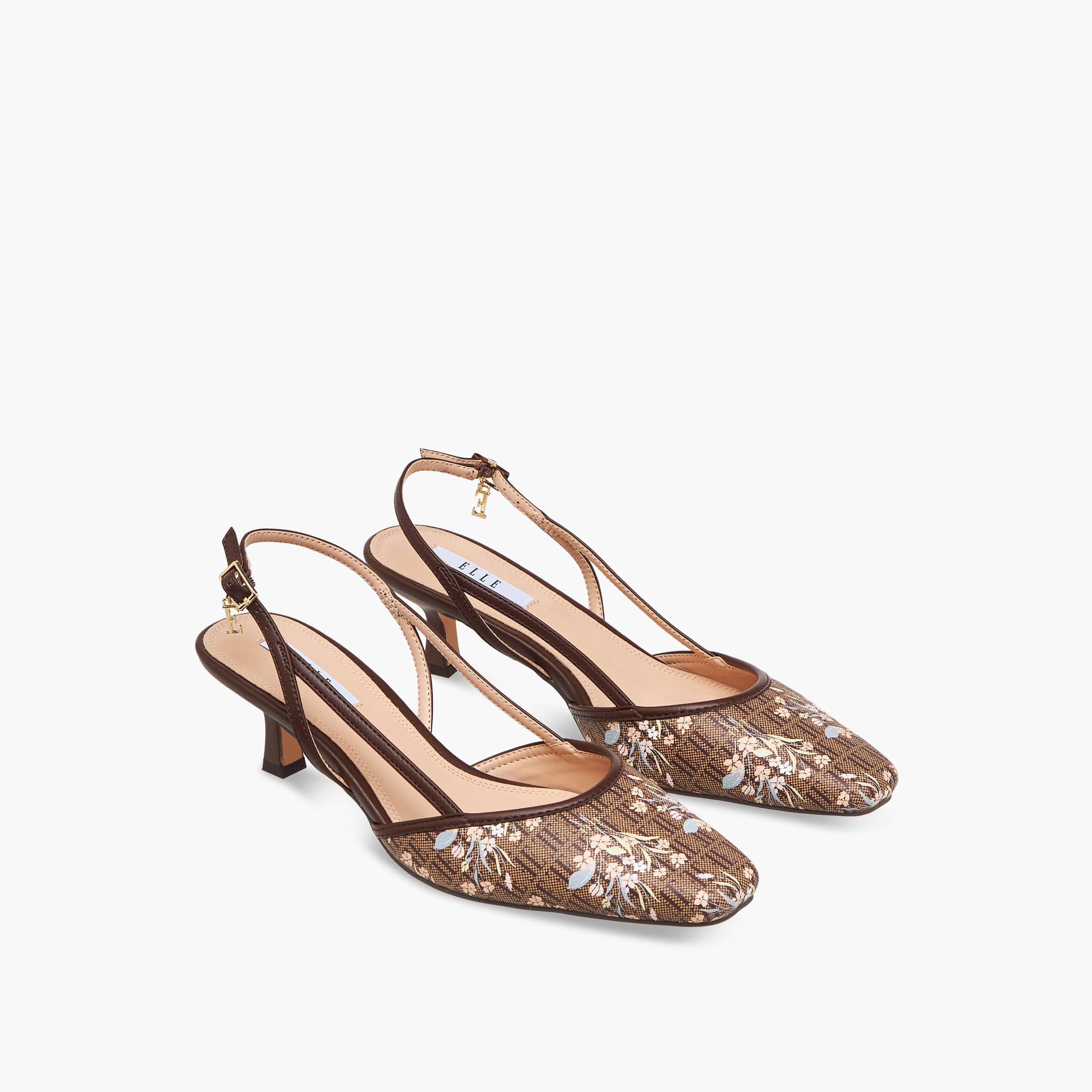حذاء بكعب صغير بطبعات مونوجرام للنساء من إيل-women-shoes-sandals-heeled-image-1