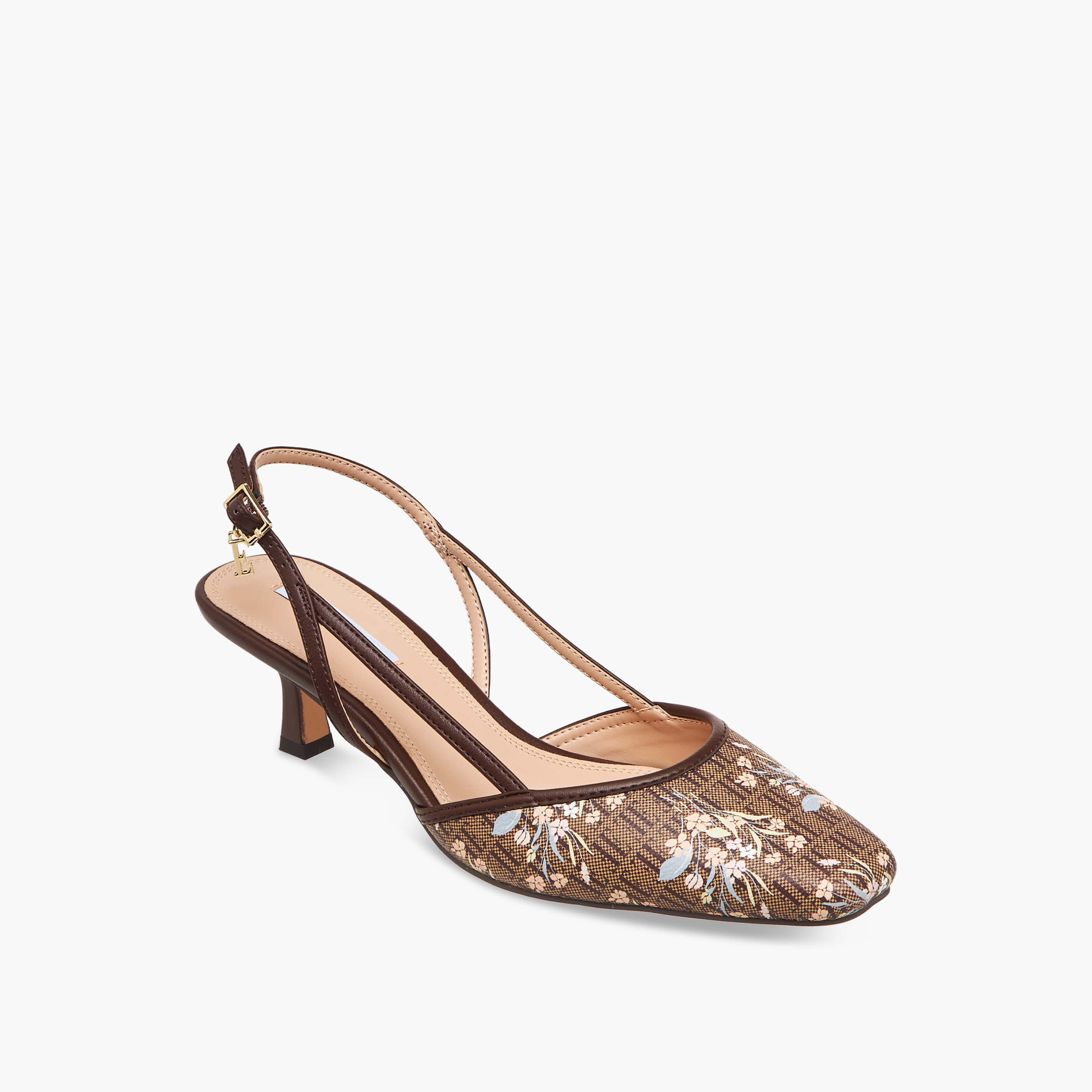 حذاء بكعب صغير بطبعات مونوجرام للنساء من إيل-women-shoes-sandals-heeled-image-2