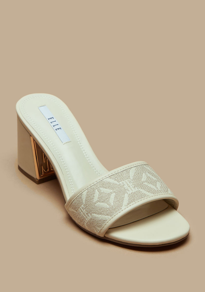 Elle Women's Textured Slip-On Sandals with Block Heels-Women%27s Heel Sandals-image-0