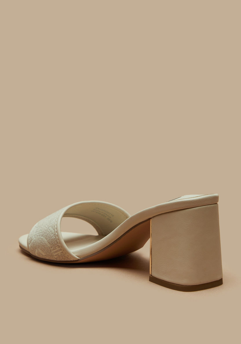 Elle Women's Textured Slip-On Sandals with Block Heels-Women%27s Heel Sandals-image-2