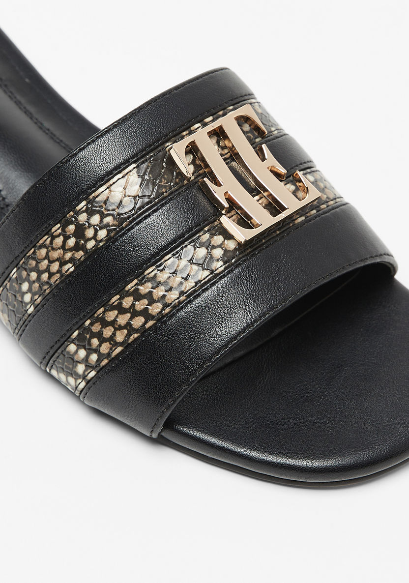Elle Women's Monogram Accent Slip-On Sandals with Block Heels-Women%27s Heel Sandals-image-6