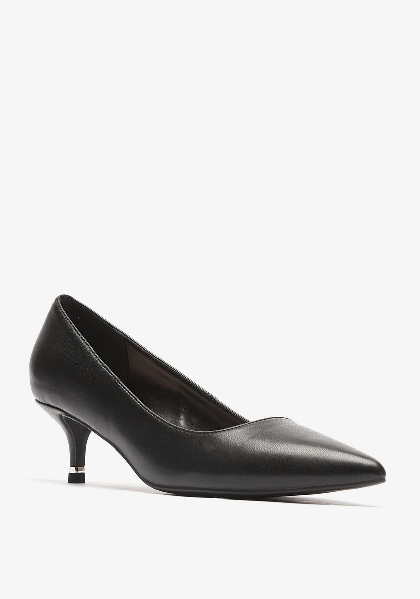 Celeste Women's Pointed Toe Slip-On Pumps with Kitten Heels-Women%27s Heel Shoes-image-0