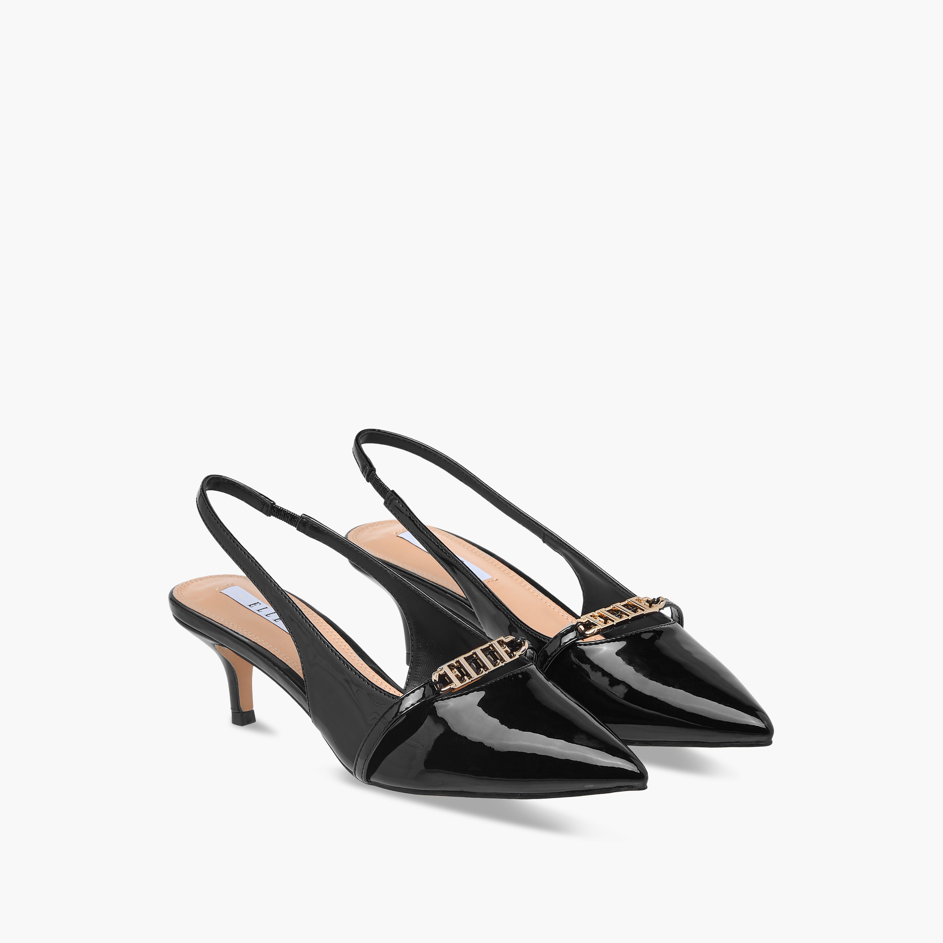 حذاء بحزام خلفي وكعب رفيع وتزيينات شعار للنساء من إيل-women-shoes-sandals-heeled-image-1