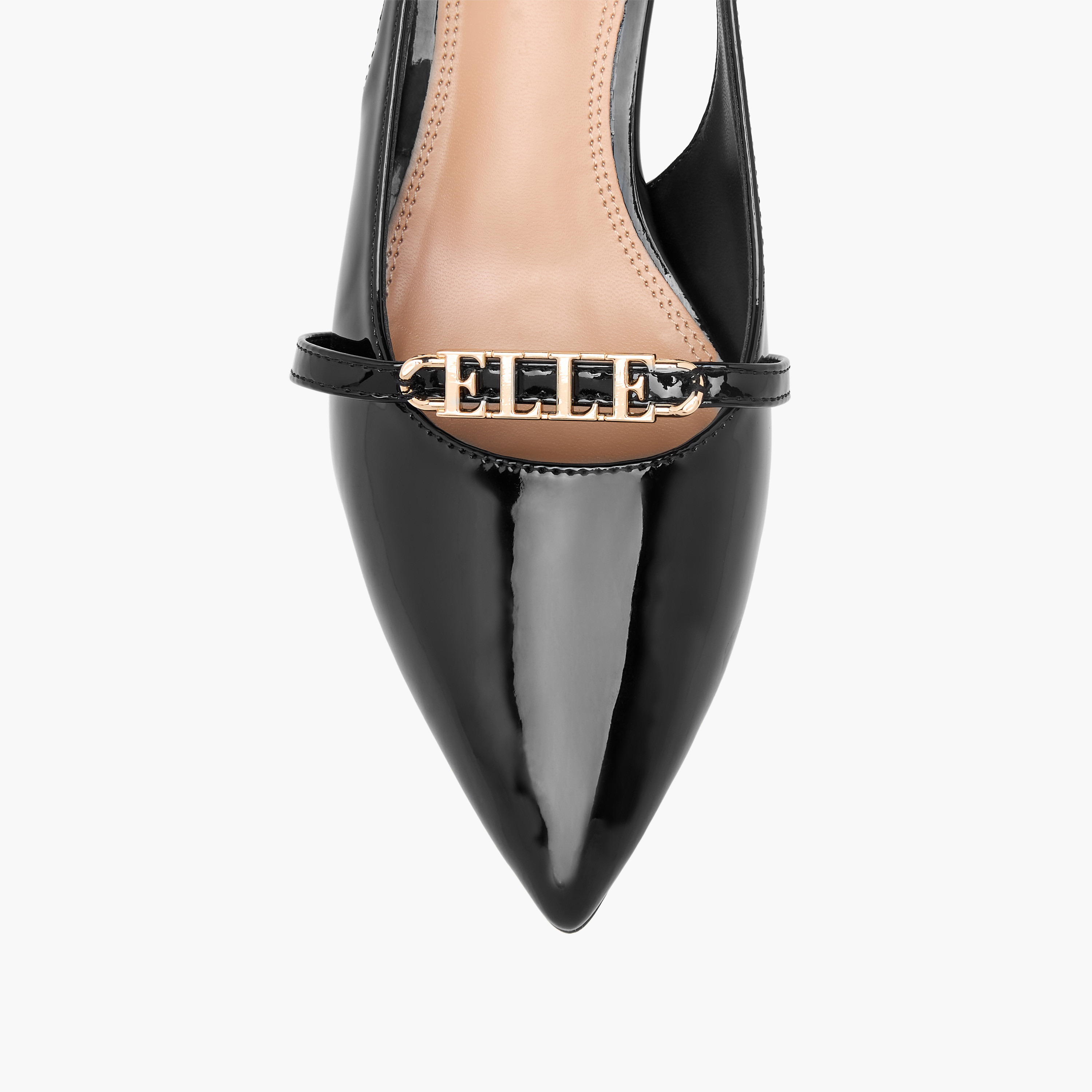 حذاء بحزام خلفي وكعب رفيع وتزيينات شعار للنساء من إيل-women-shoes-sandals-heeled-image-4