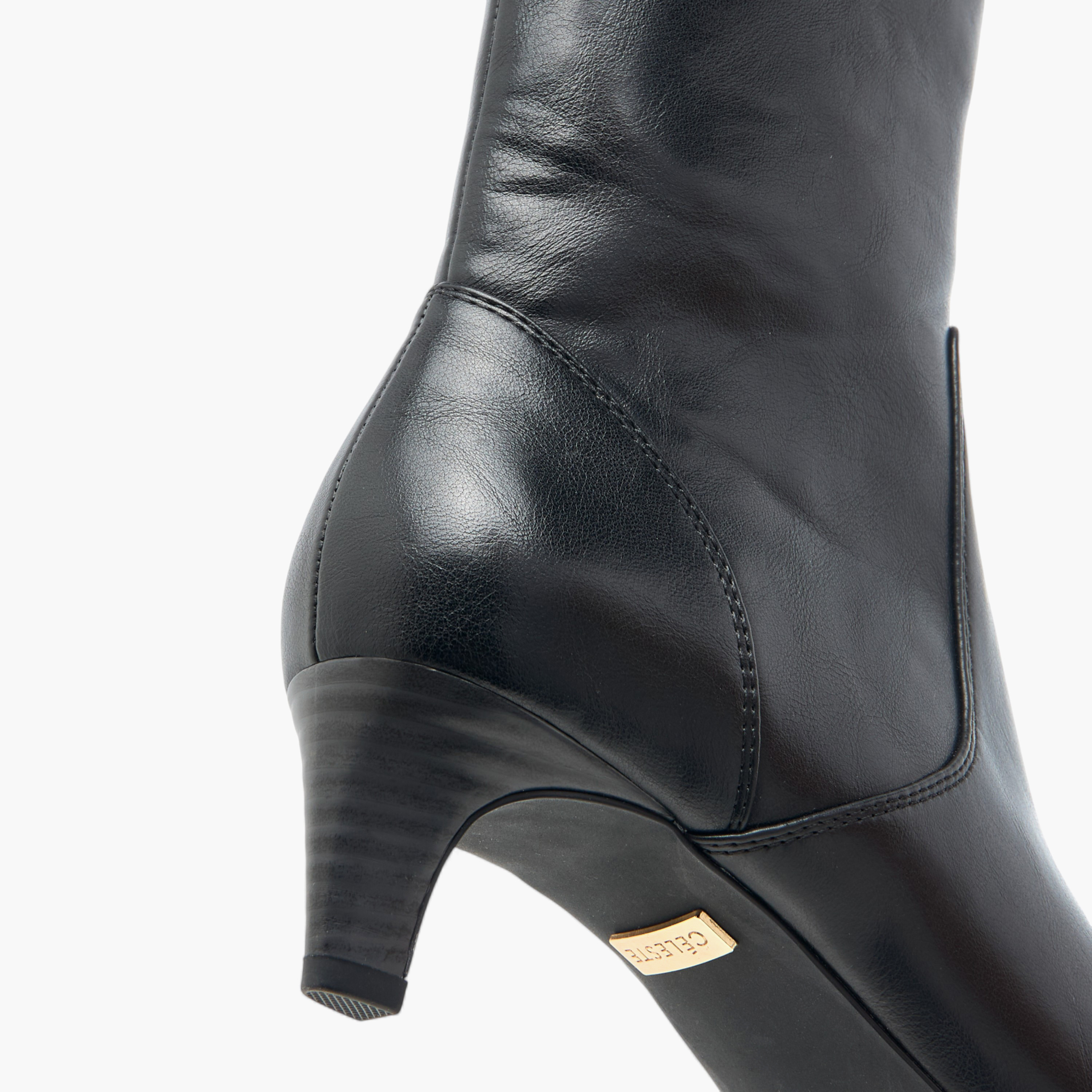 بوت سادة بطول الكاحل وسحّاب إغلاق وكعب صغير للنساء من سيليست-women-shoes-boots-image-5