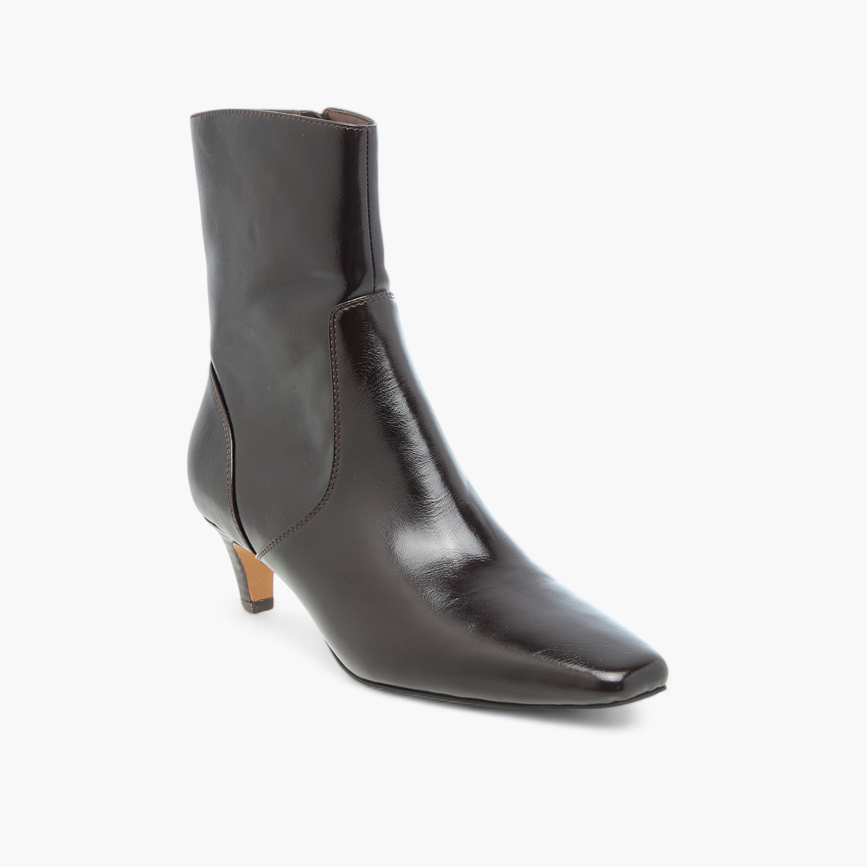 Celeste Women's Solid Ankle Boots with Zip Closure and Kitten Heels-women-shoes-boots-image-2