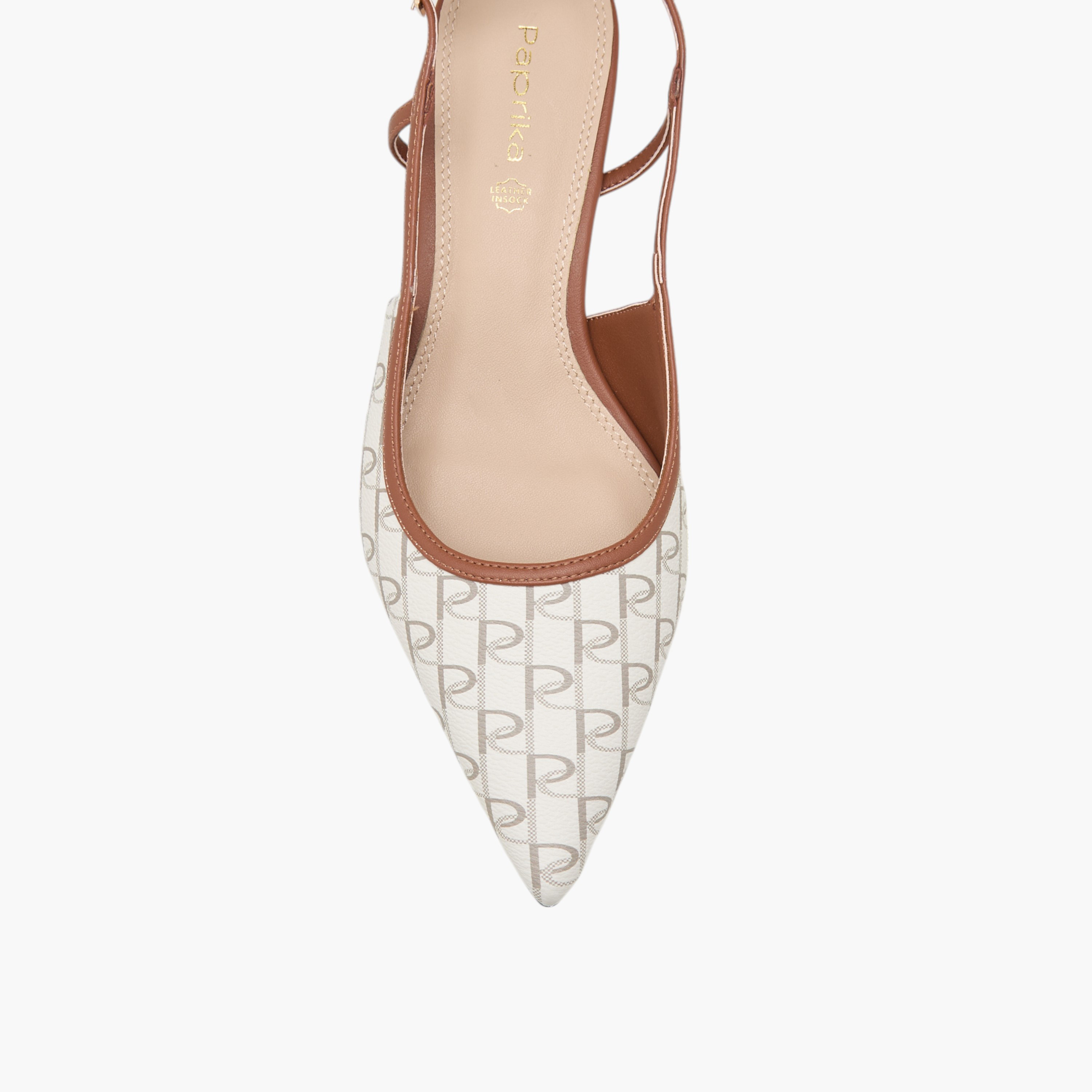 حذاء بحزام خلفي وكعب صغير وإغلاق بإبزيم وطبعات مونوجرام من بابريكا-women-shoes-sandals-heeled-image-4
