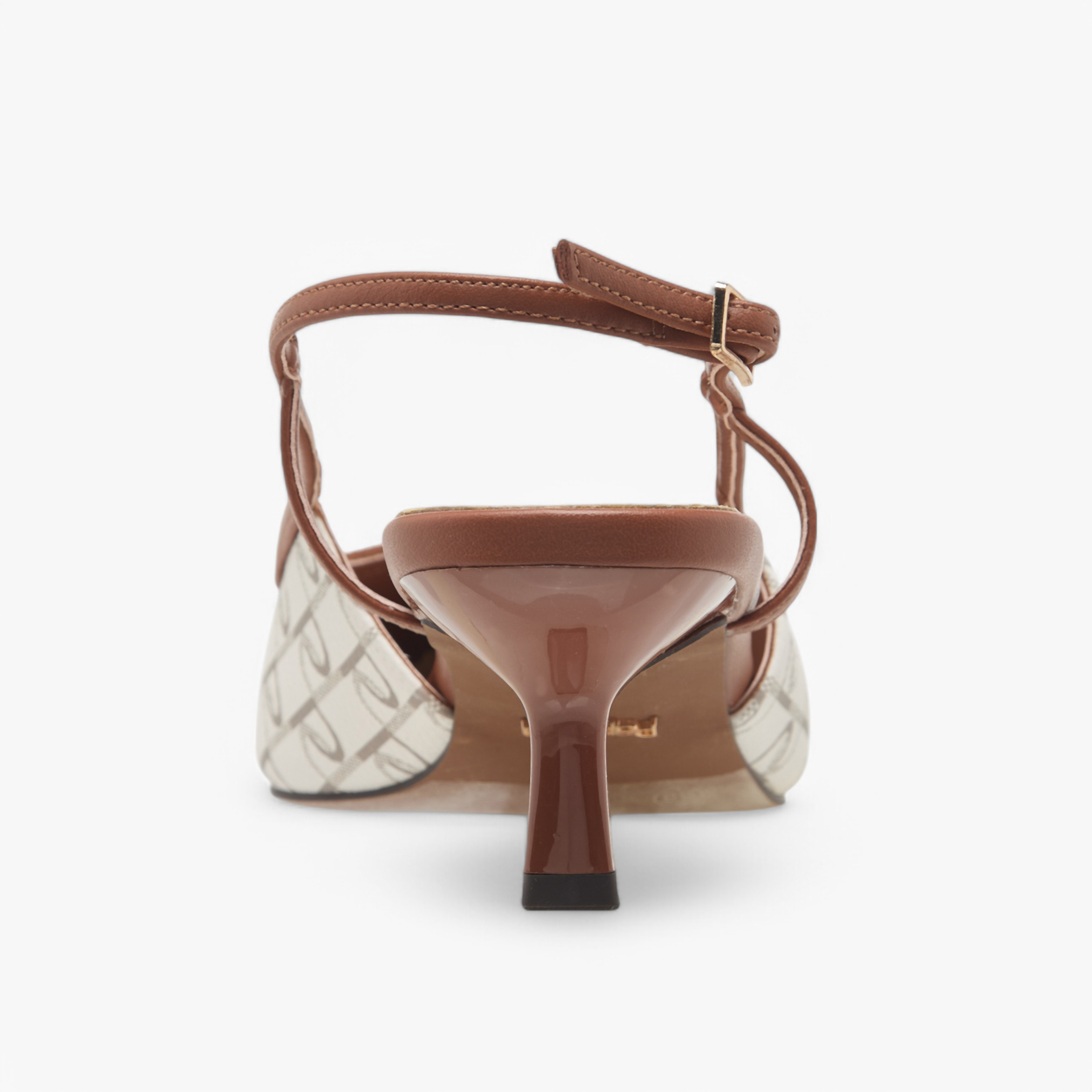 حذاء بحزام خلفي وكعب صغير وإغلاق بإبزيم وطبعات مونوجرام من بابريكا-women-shoes-sandals-heeled-image-5