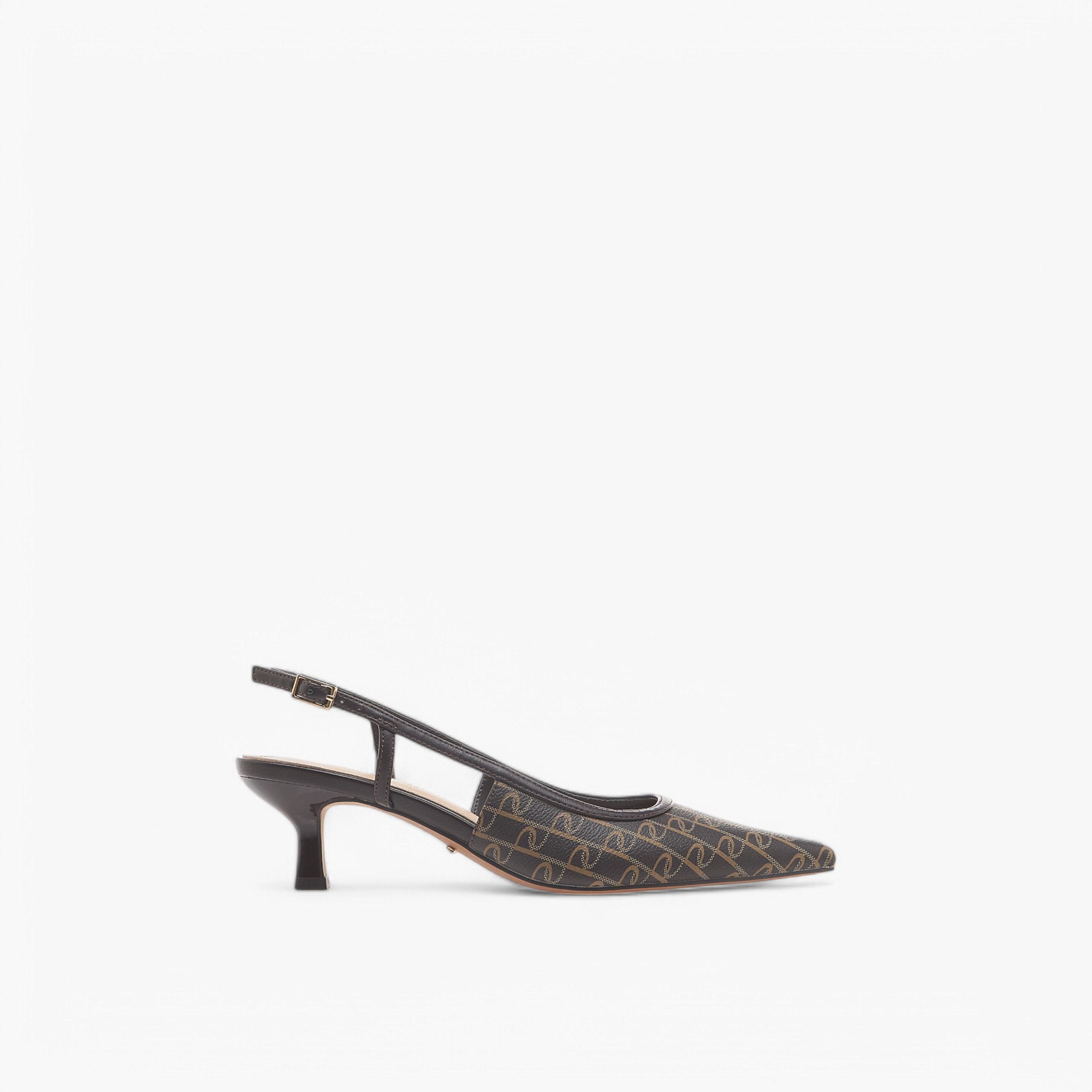 Paprika Monogram Print Slingback Shoes with Kitten Heels and Buckle Closure-women-shoes-sandals-heeled-image-3