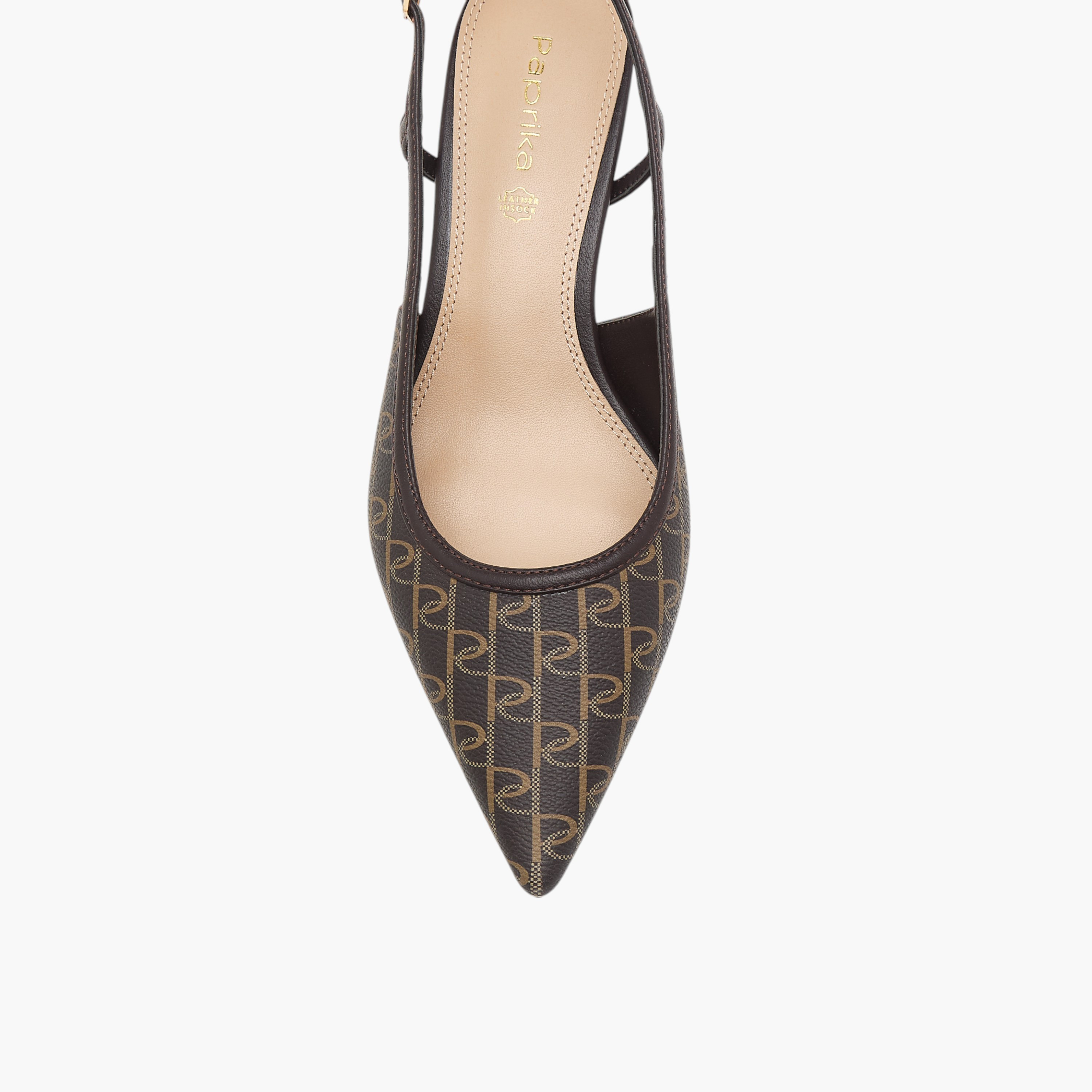Paprika Monogram Print Slingback Shoes with Kitten Heels and Buckle Closure-women-shoes-sandals-heeled-image-4