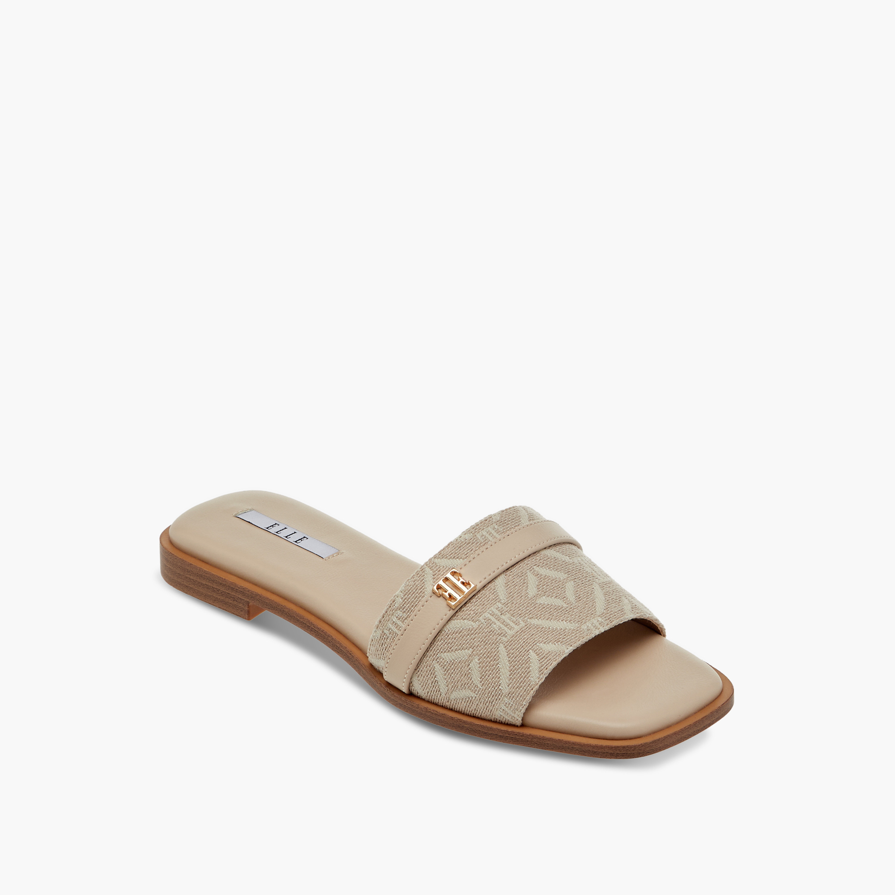 Elle Women's Textured Slip-On Sandals with Metal Accent-women-shoes-flats-sandals-image-2