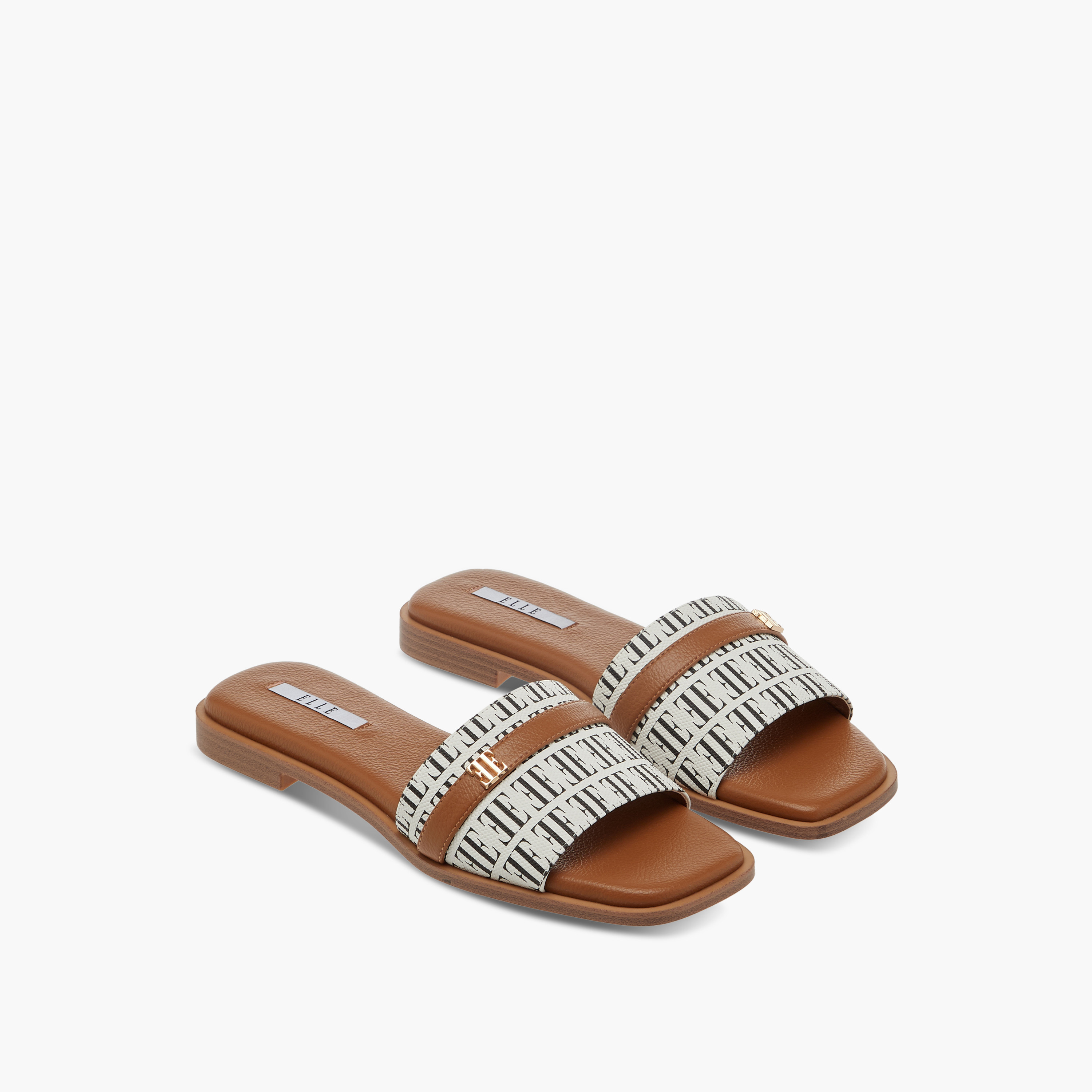 Elle Women's Textured Slip-On Sandals with Metal Accent-women-shoes-flats-sandals-image-1
