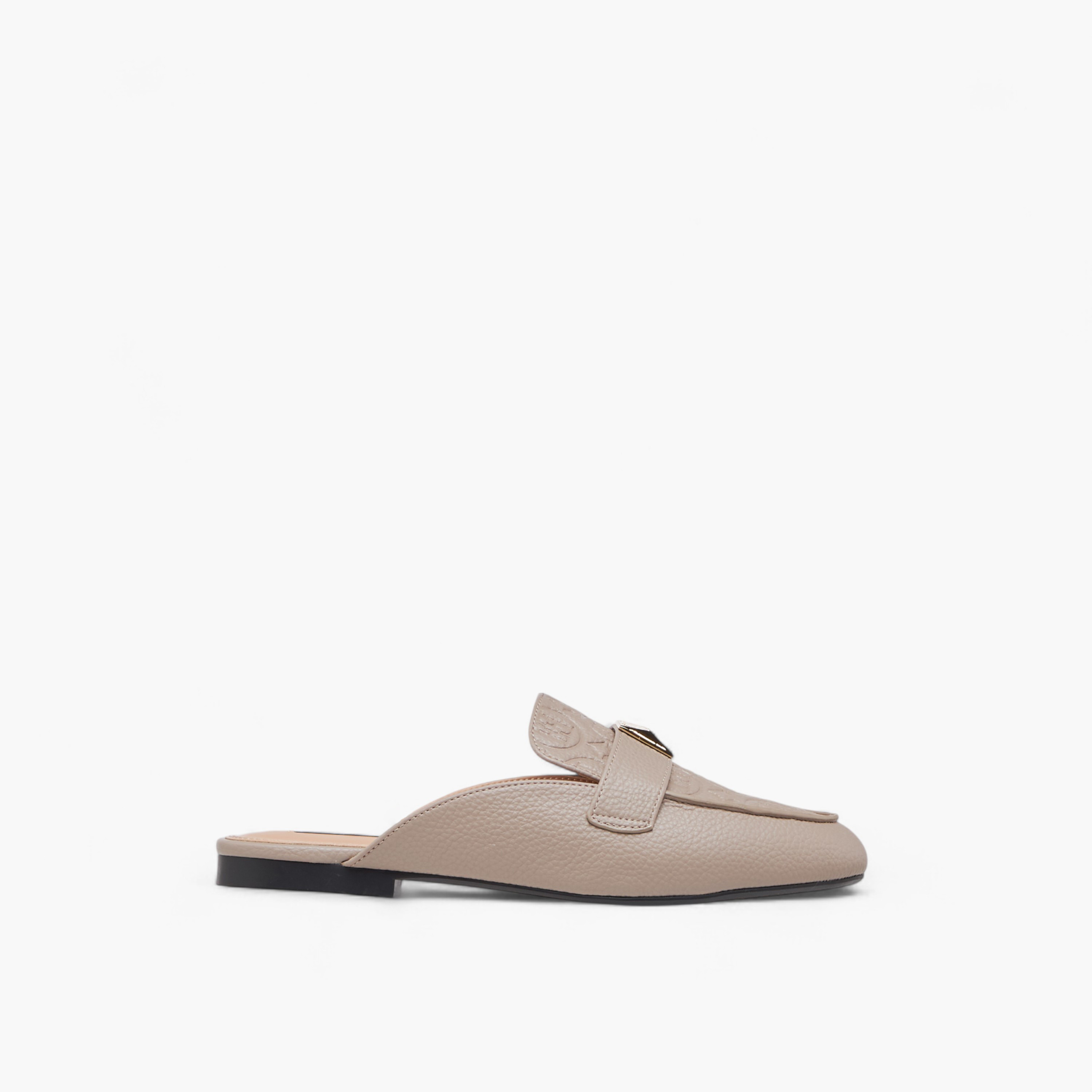 Elle Women's Embossed Slip-On Mules with Metal Accent-women-shoes-flats-mules-image-3