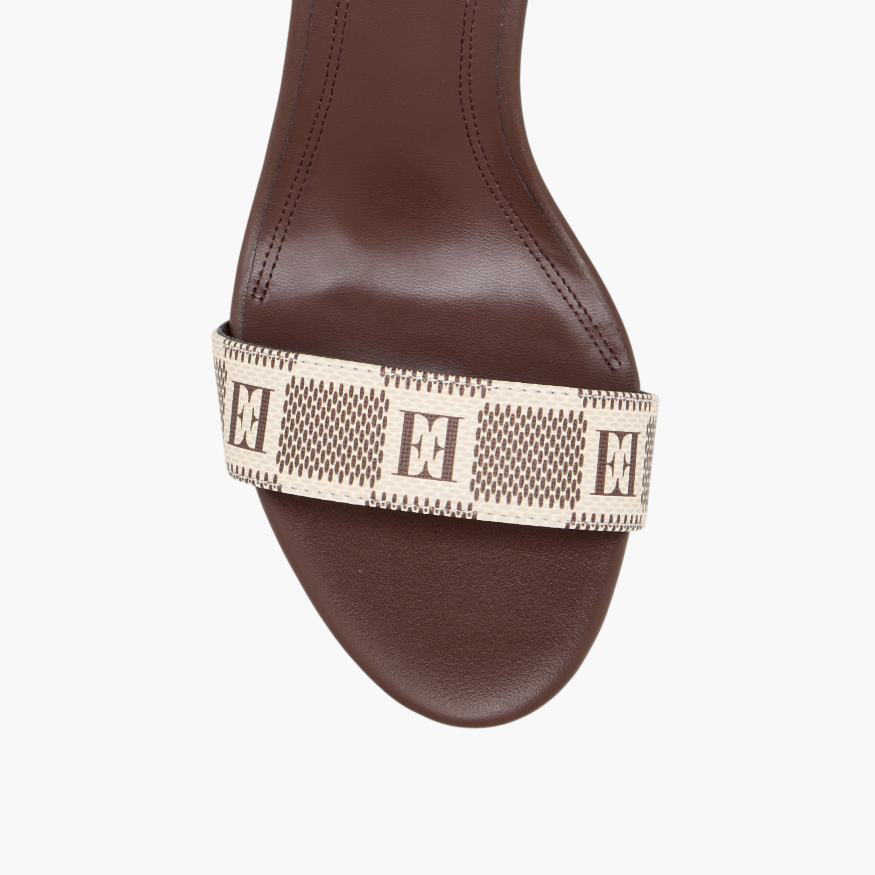 Elle Women's Monogram Print Sandals with Buckle Closure and Block Heels-women-shoes-heels-image-4