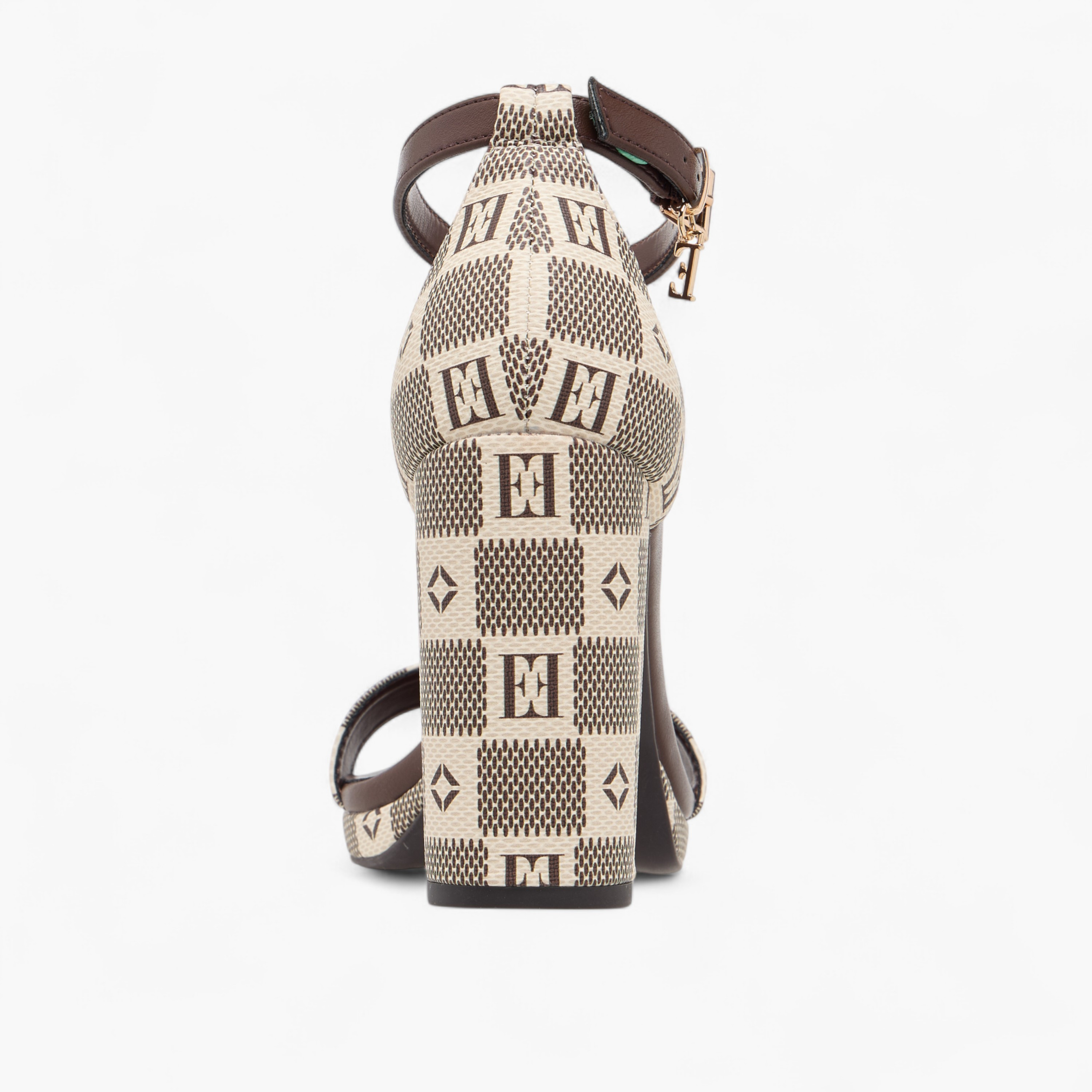 Elle Women's Monogram Print Sandals with Buckle Closure and Block Heels-women-shoes-heels-image-5