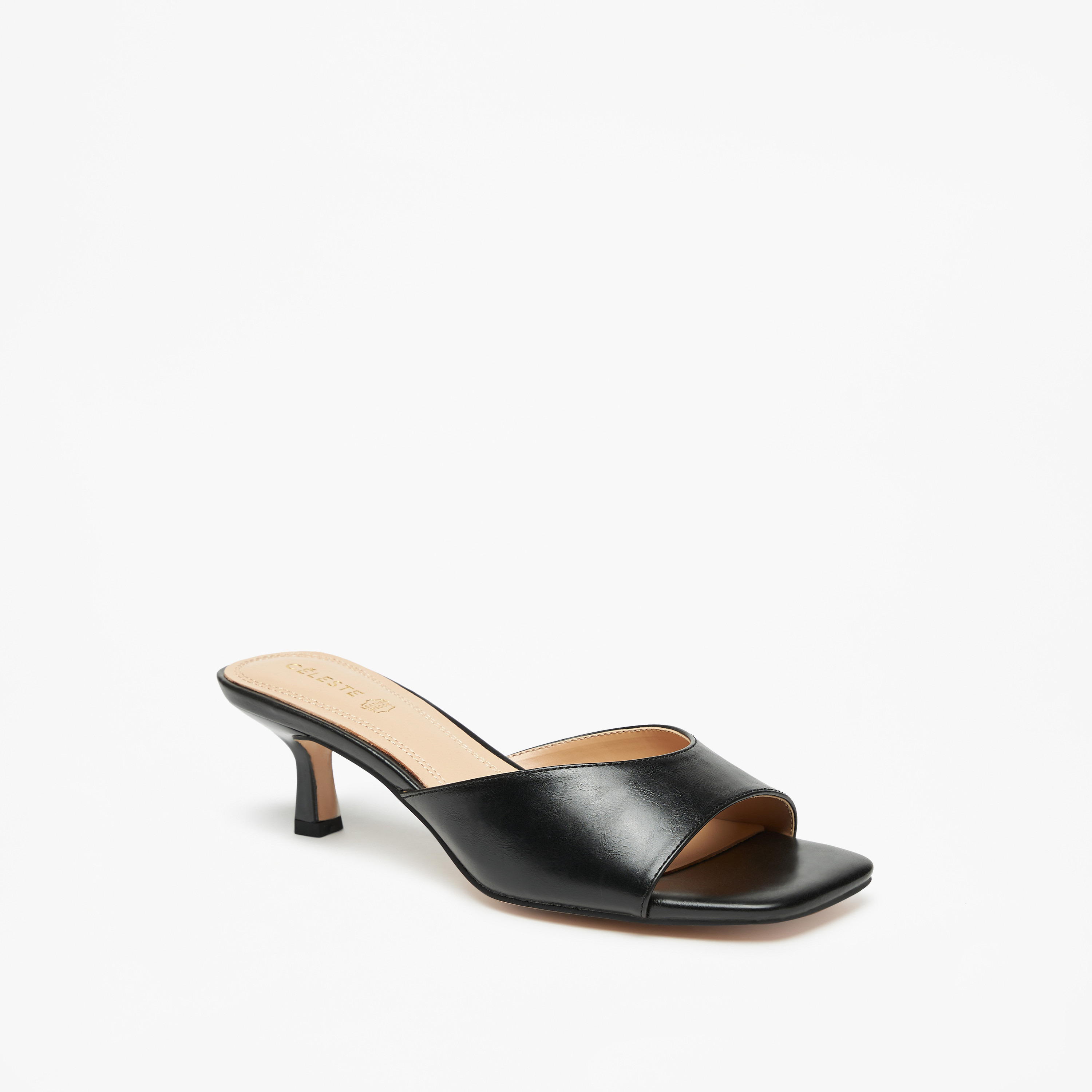 Shop Celeste Women's Solid Slip-On Sandals with Kitten Heels