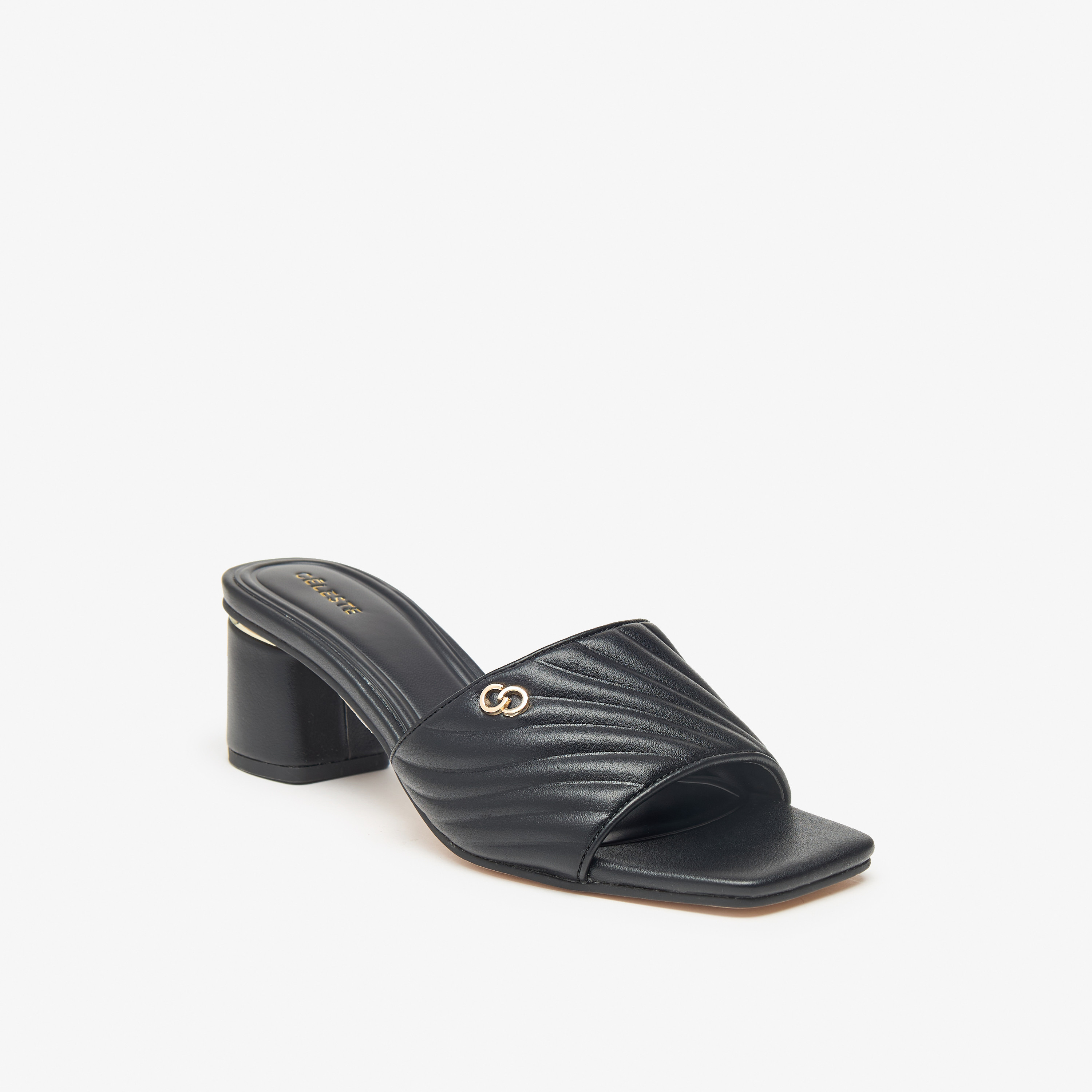 Celeste Women's Quilted Slip-On Sandals with Block Heel-women-shoes-sandals-heeled-image-1