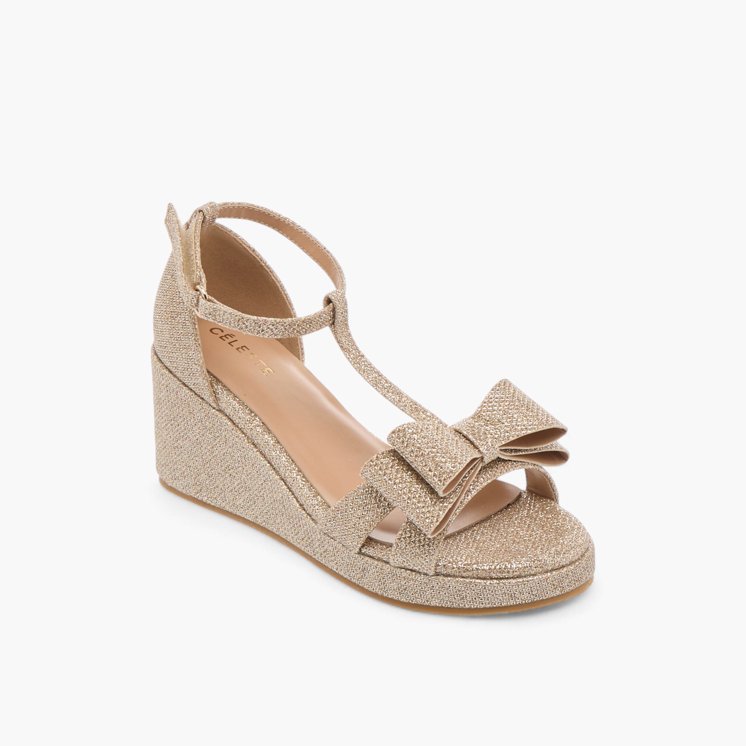صندل ويدج بشريط إغلاق لاصق وتزيينات للبنات من سيليست-girls-shoes-sandals-image-2