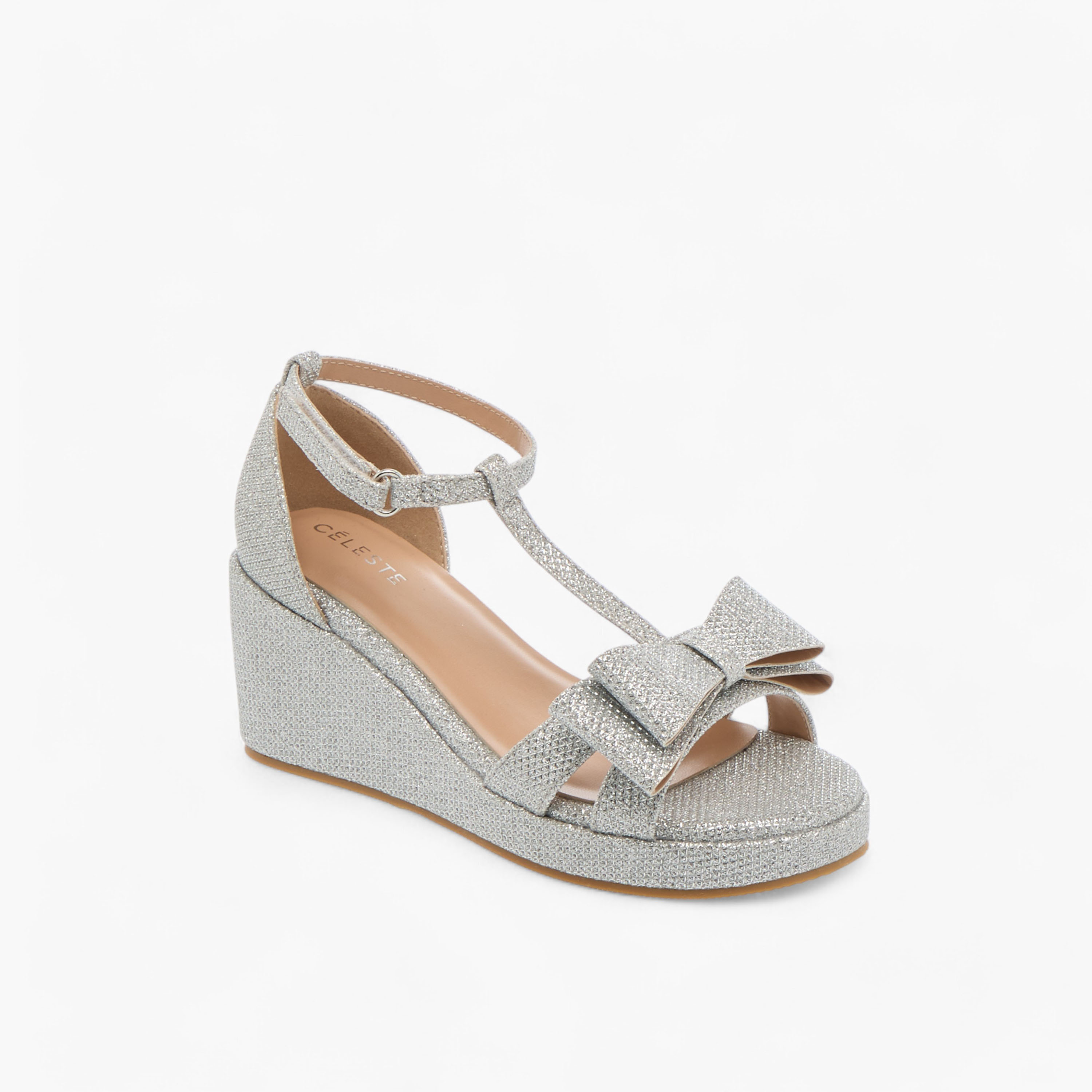 Celeste Girls' Embellished Wedge Sandals with Hook and Loop Closure-girls-shoes-sandals-image-2