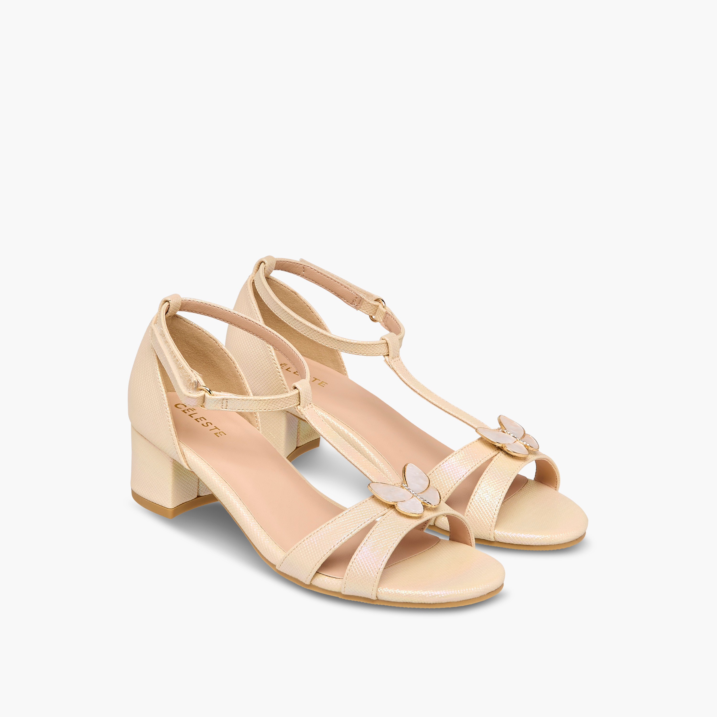 صندل بكعب سميك وشريط إغلاق لاصق وزينة فراشة للبنات من سيليست-girls-shoes-sandals-image-1
