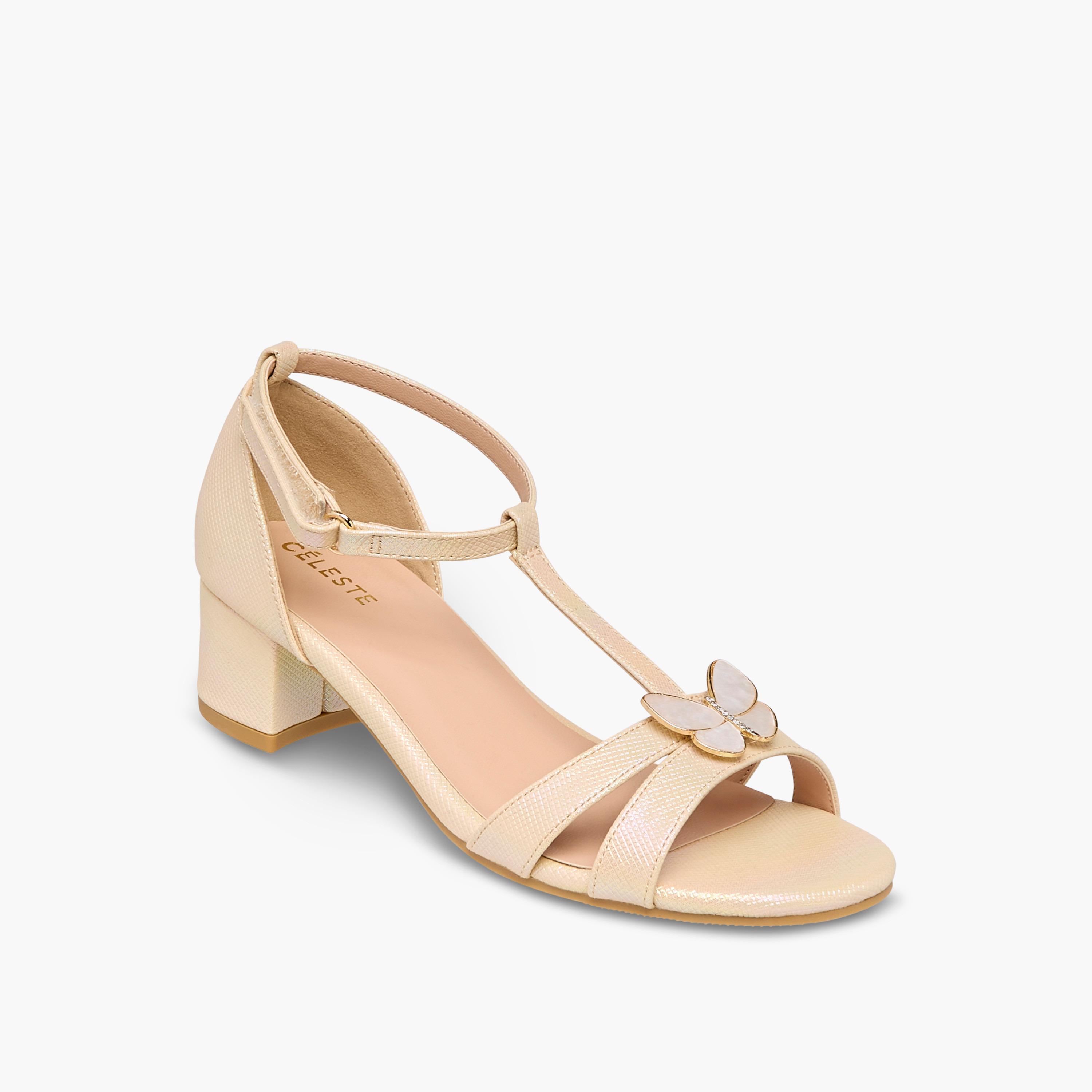 صندل بكعب سميك وشريط إغلاق لاصق وزينة فراشة للبنات من سيليست-girls-shoes-sandals-image-2