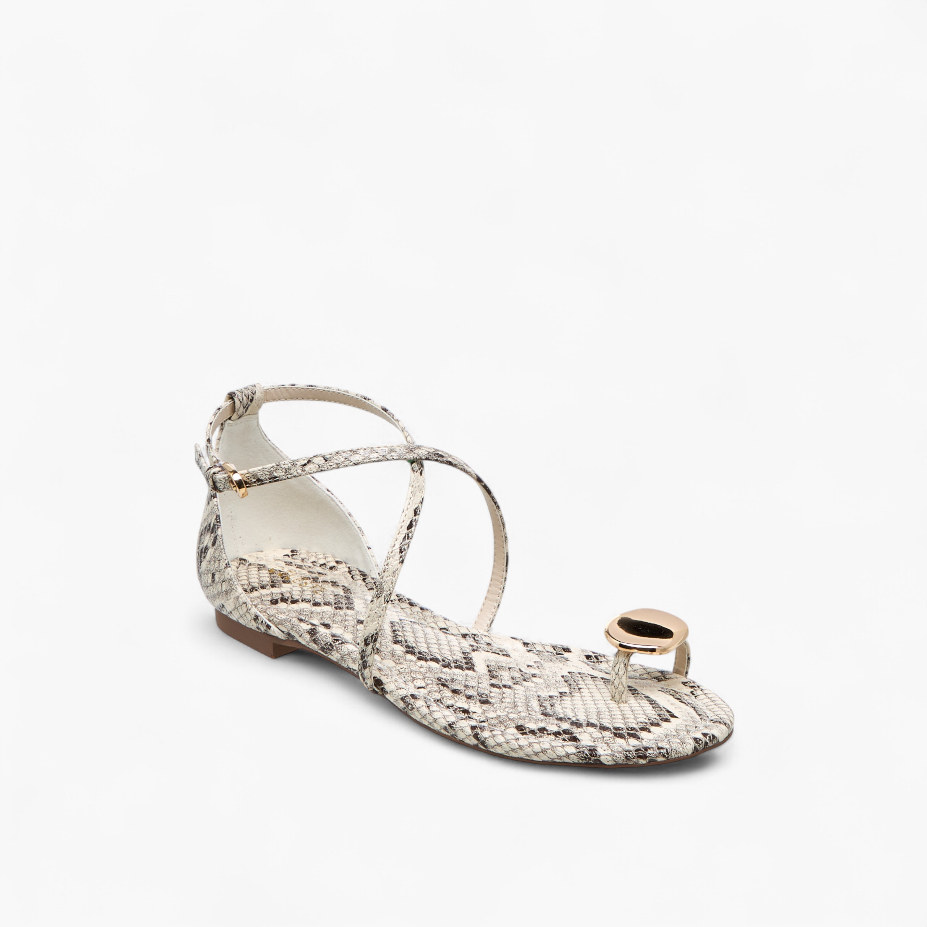Celeste Women's Animal Print Cross Strap Sandals with Buckle Closure-women-shoes-flats-sandals-image-2