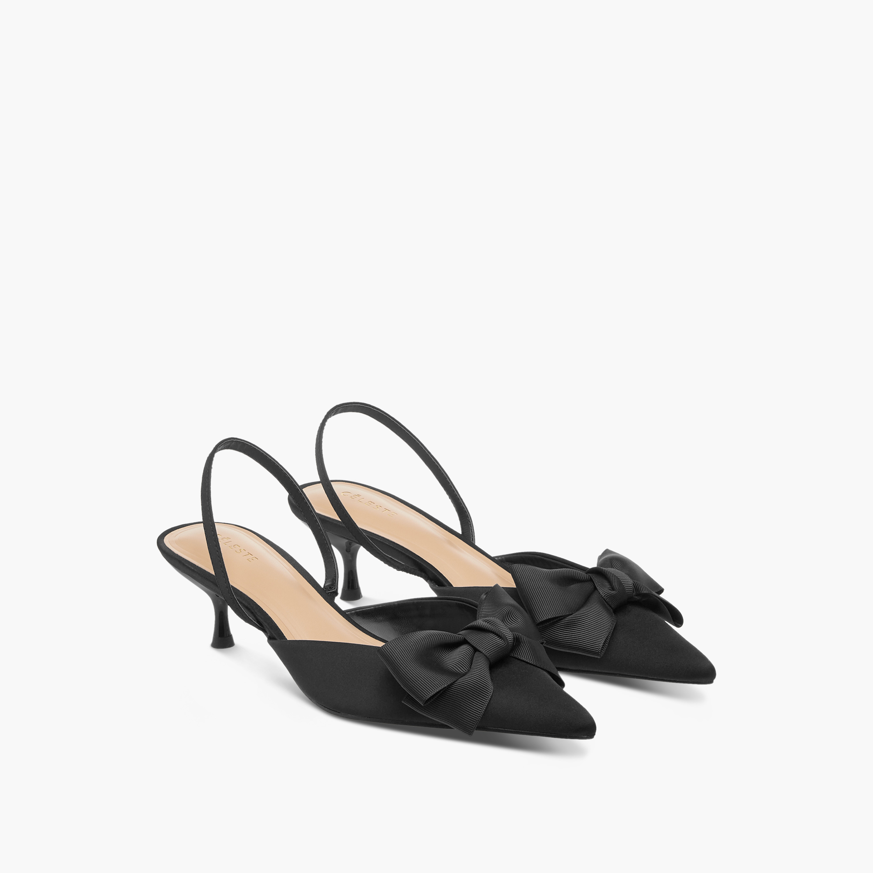 حذاء بزينة فيونكة وحزام خلفي وكعب صغير للنساء من سيليست-women-shoes-heels-image-1
