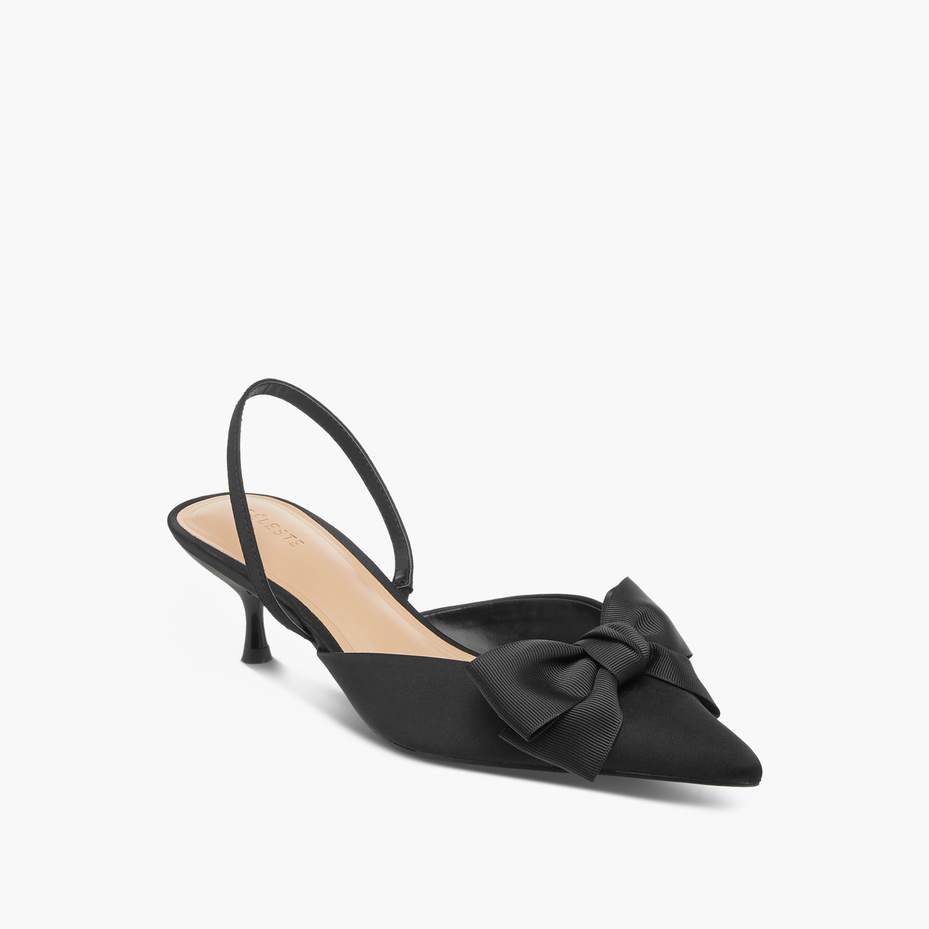 حذاء بزينة فيونكة وحزام خلفي وكعب صغير للنساء من سيليست-women-shoes-heels-image-2