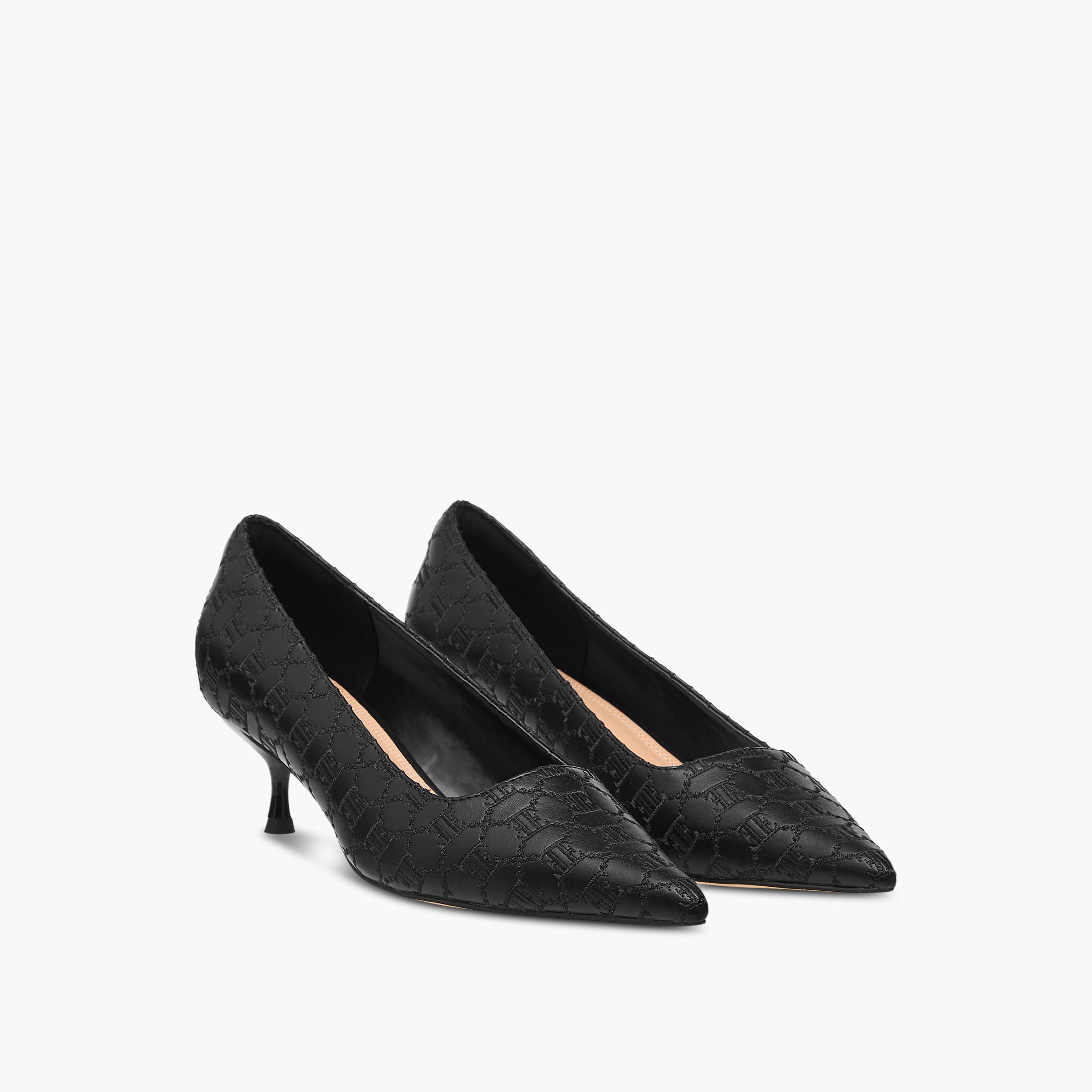 Elle Monogram Embroidered Slip-On Shoes with Kitten Heels-women-shoes-sandals-heeled-image-1