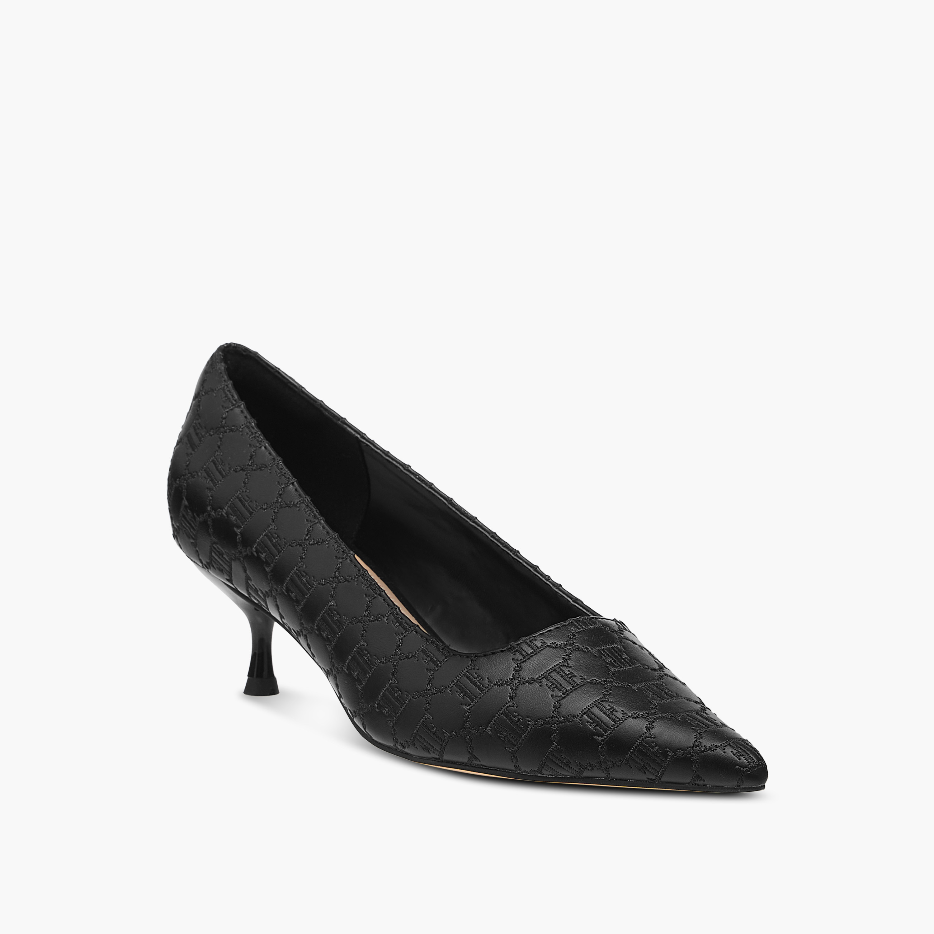 Elle Monogram Embroidered Slip-On Shoes with Kitten Heels-women-shoes-sandals-heeled-image-2