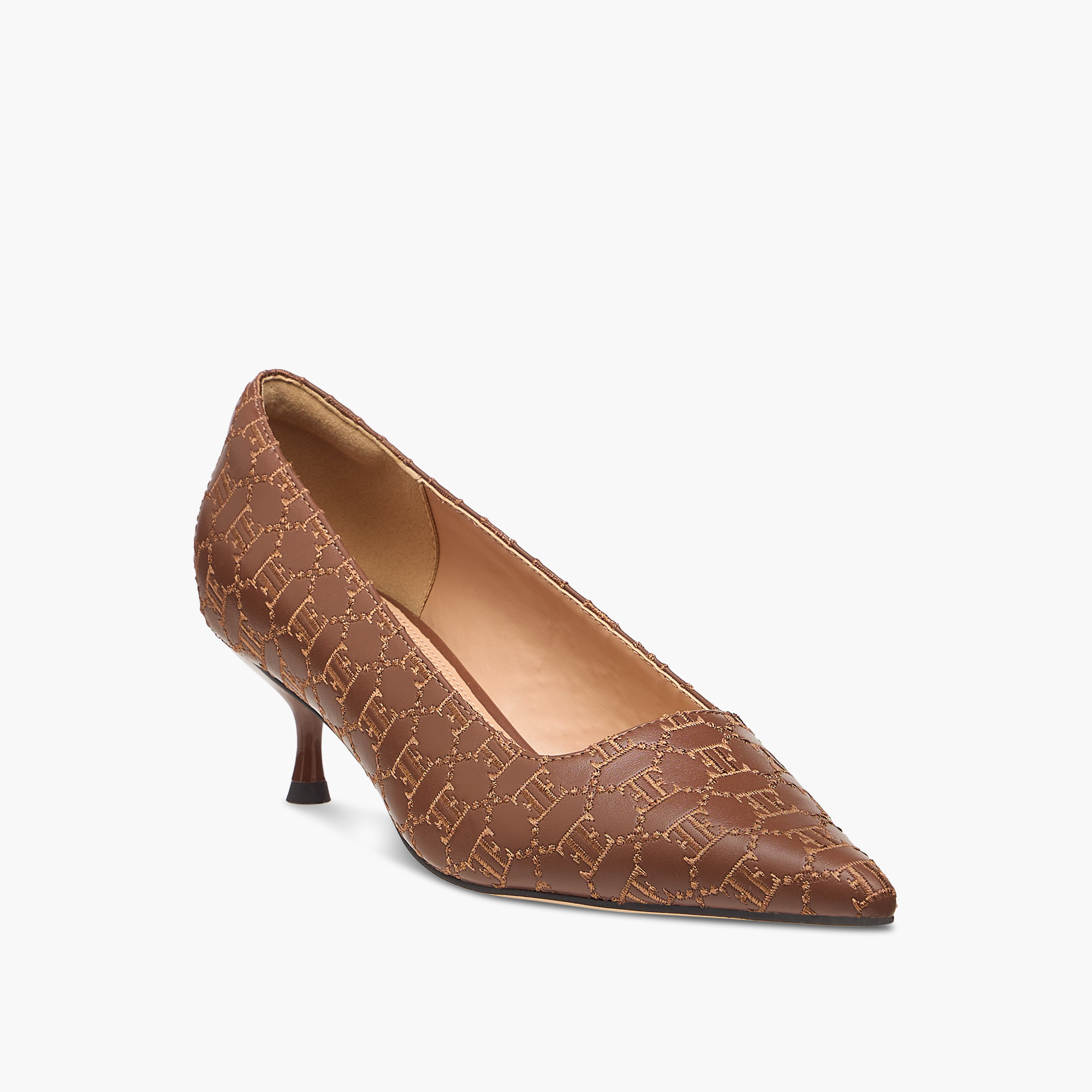 Elle Monogram Embroidered Slip-On Shoes with Kitten Heels-women-shoes-sandals-heeled-image-2