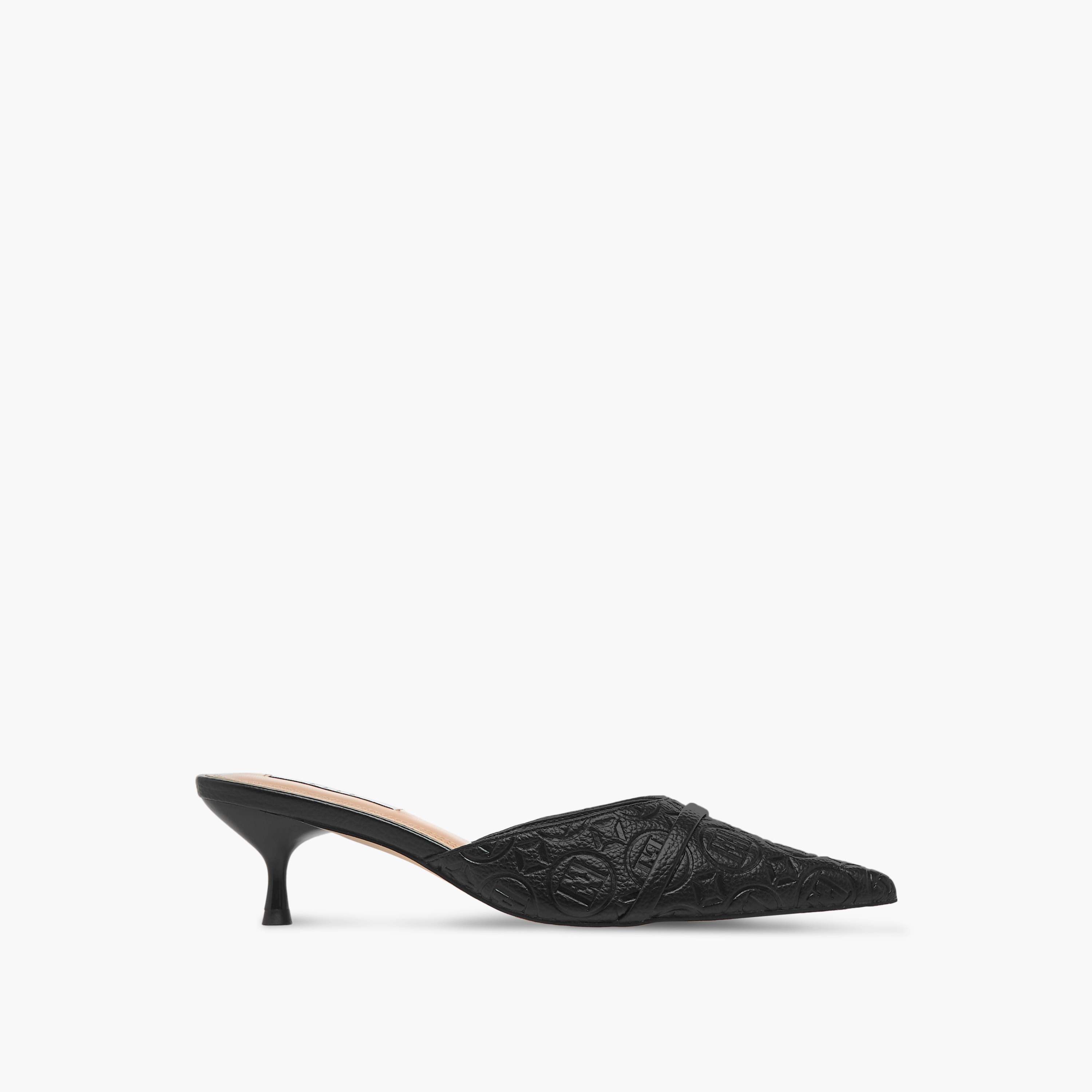 Elle Women's Monogram Embossed Slip-On Mules with Kitten Heels-women-shoes-sandals-heeled-image-9