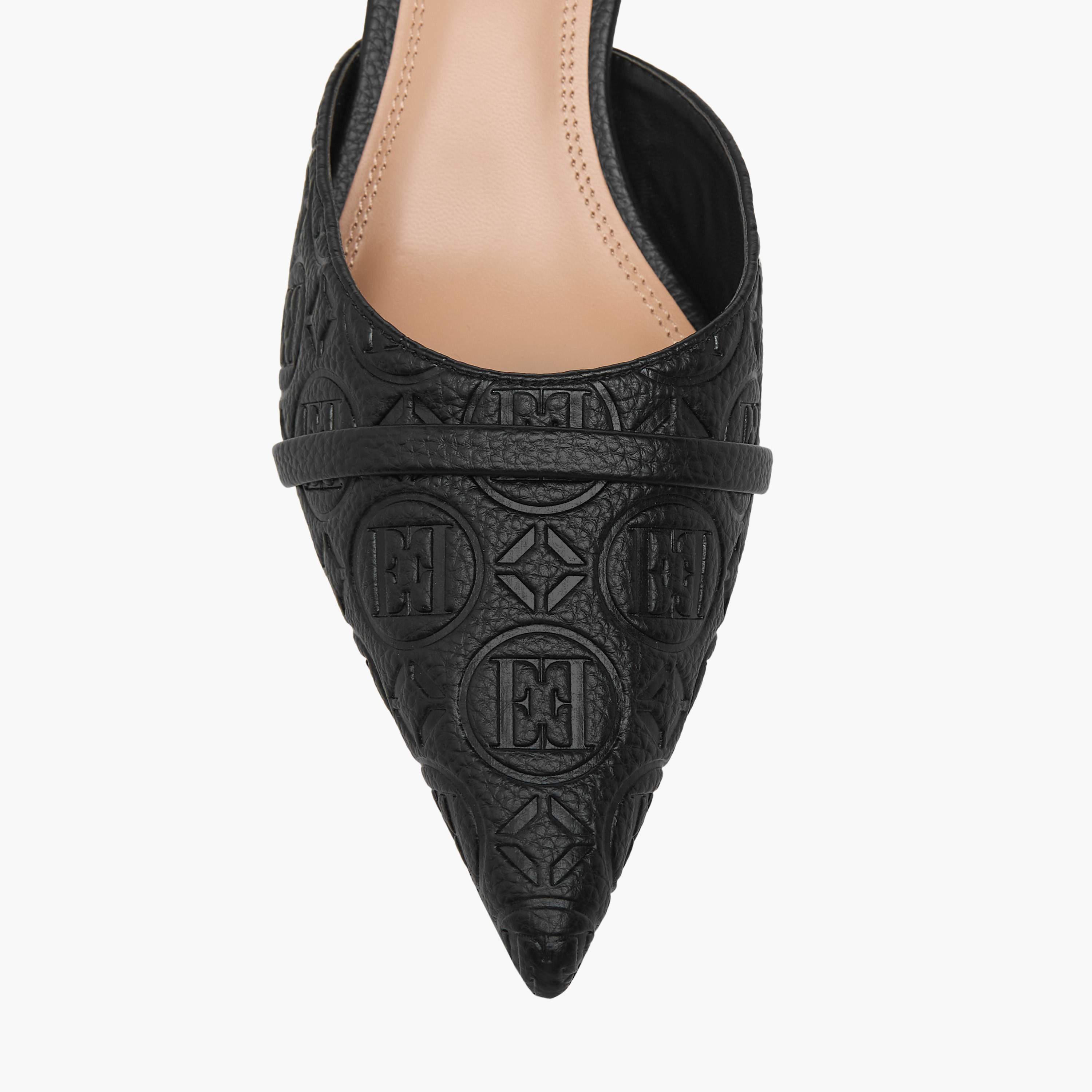 Elle Women's Monogram Embossed Slip-On Mules with Kitten Heels-women-shoes-sandals-heeled-image-5