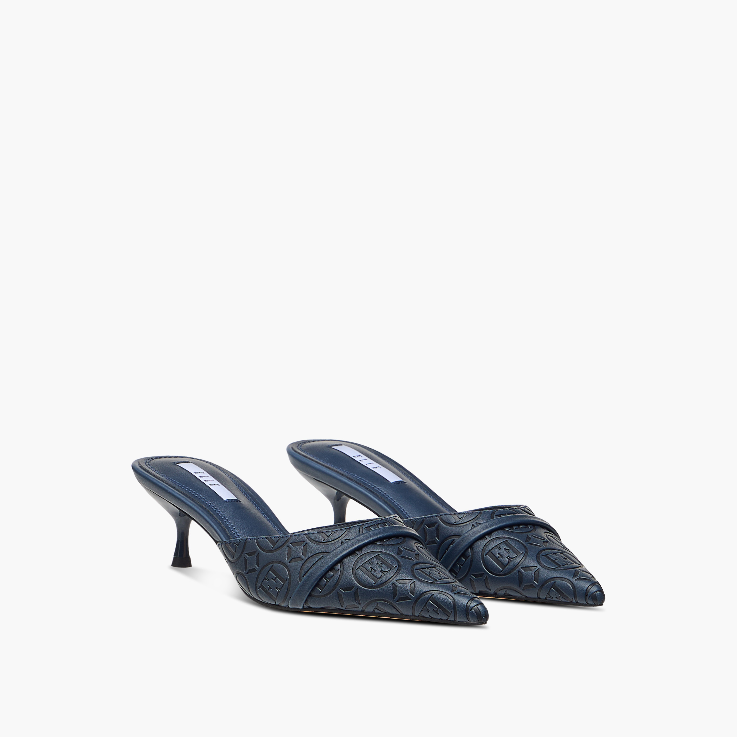 Elle Women's Monogram Detail Slip-On Mules with Kitten Heels-women-shoes-sandals-heeled-image-6