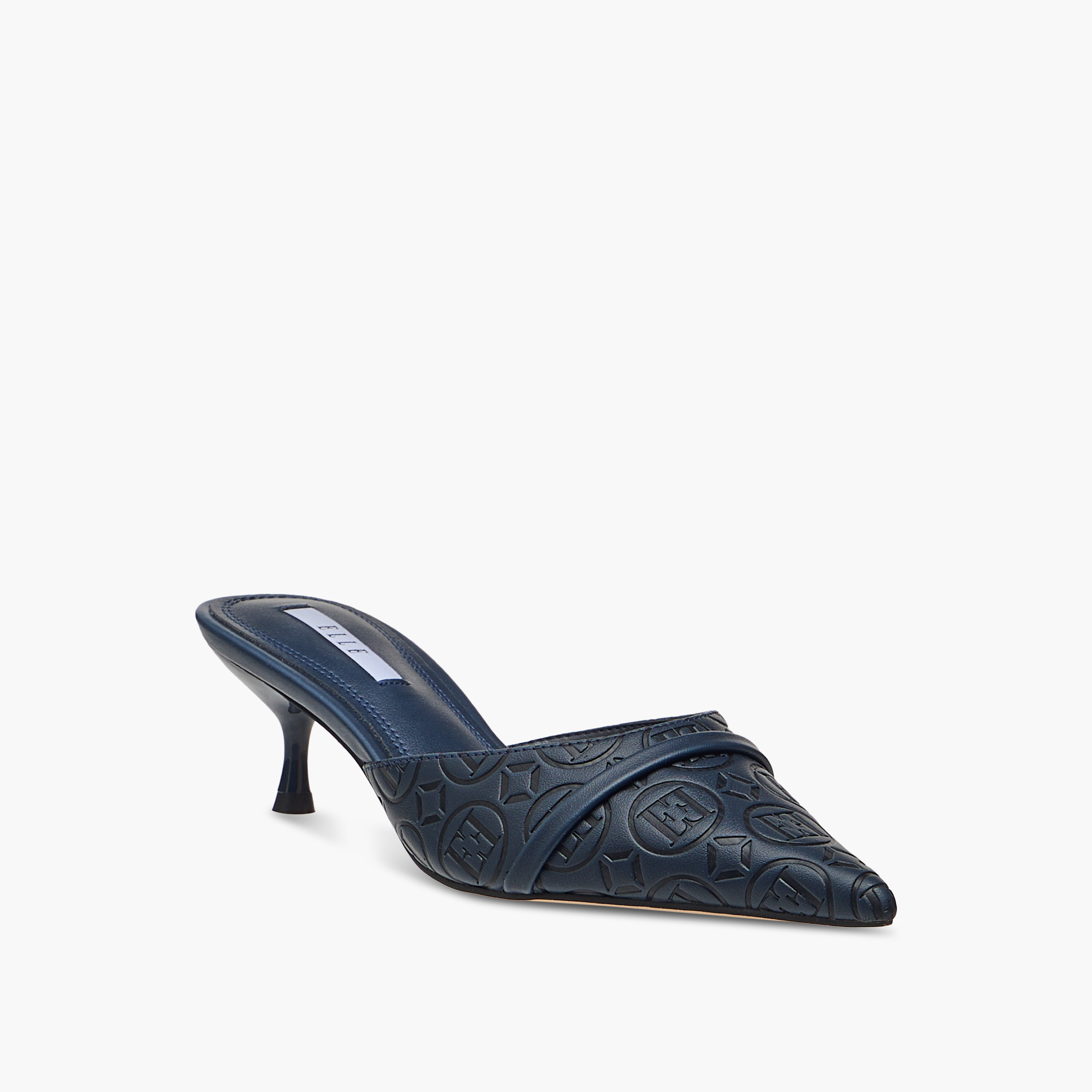 Elle Women's Monogram Detail Slip-On Mules with Kitten Heels-women-shoes-sandals-heeled-image-7