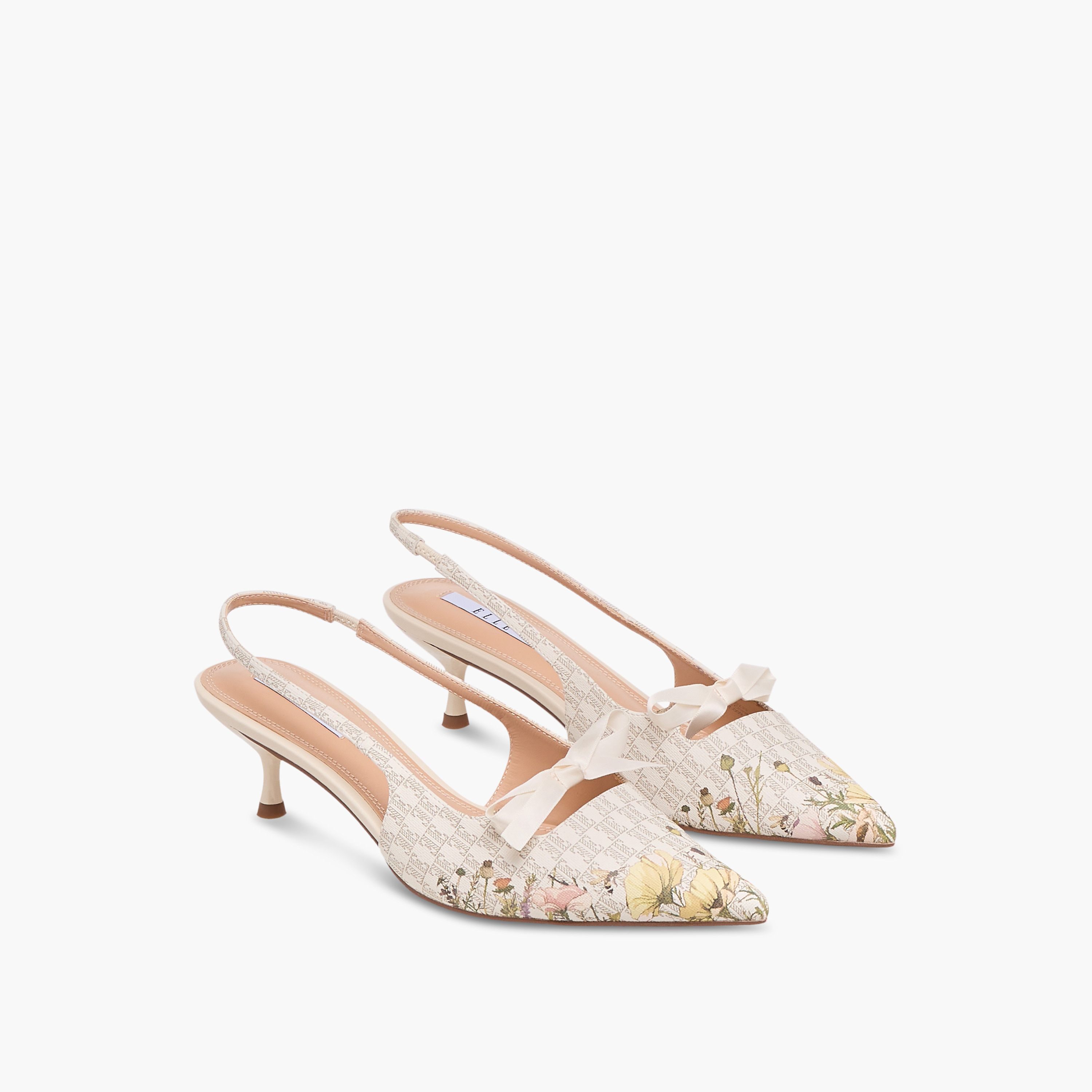حذاء بكعب صغير وحزام خلفي وطبعات مونوجرام للنساء من إيل-women-shoes-heels-image-1