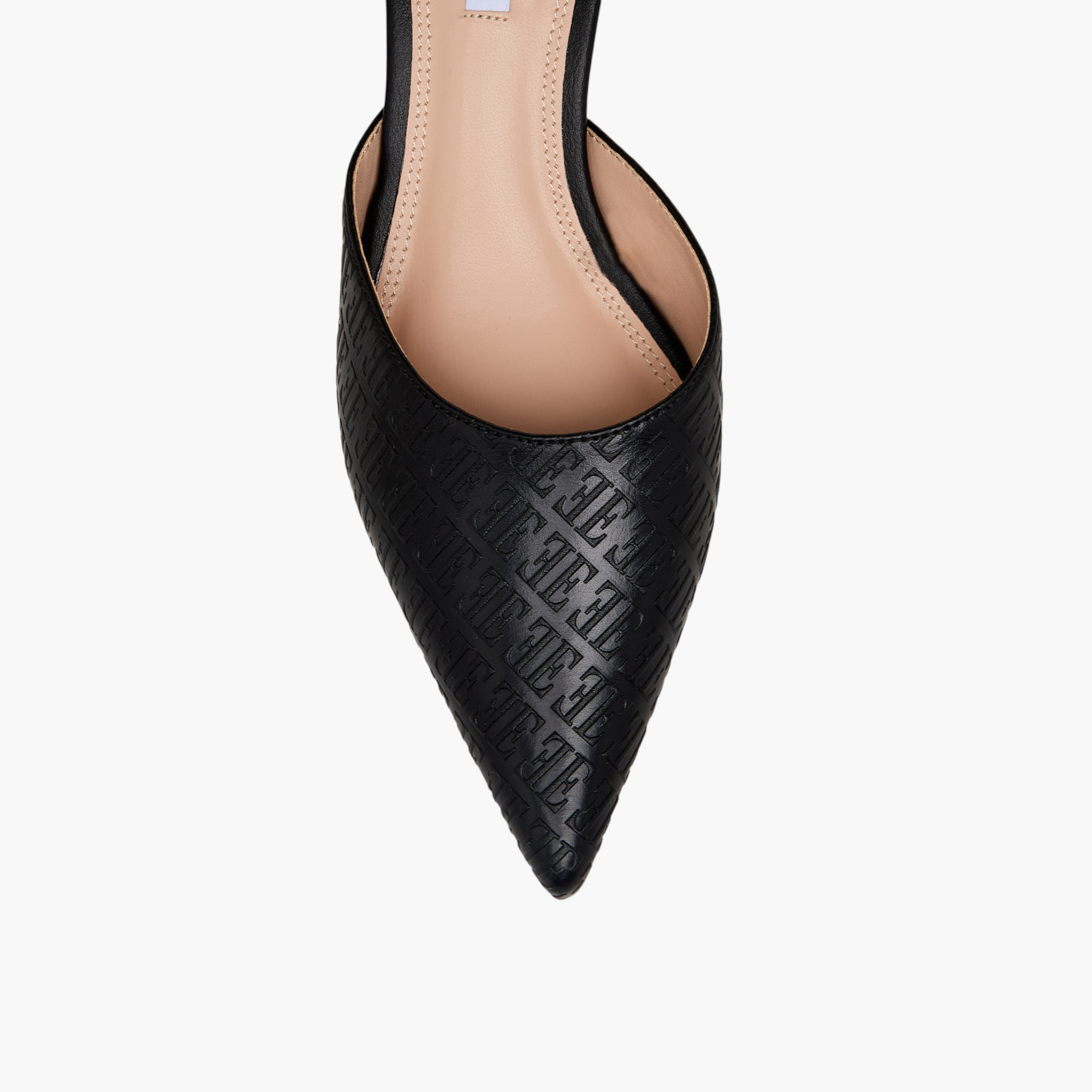 Elle Women Monogram Embossed Kitten Heel Mules-women-shoes-sandals-heeled-image-4