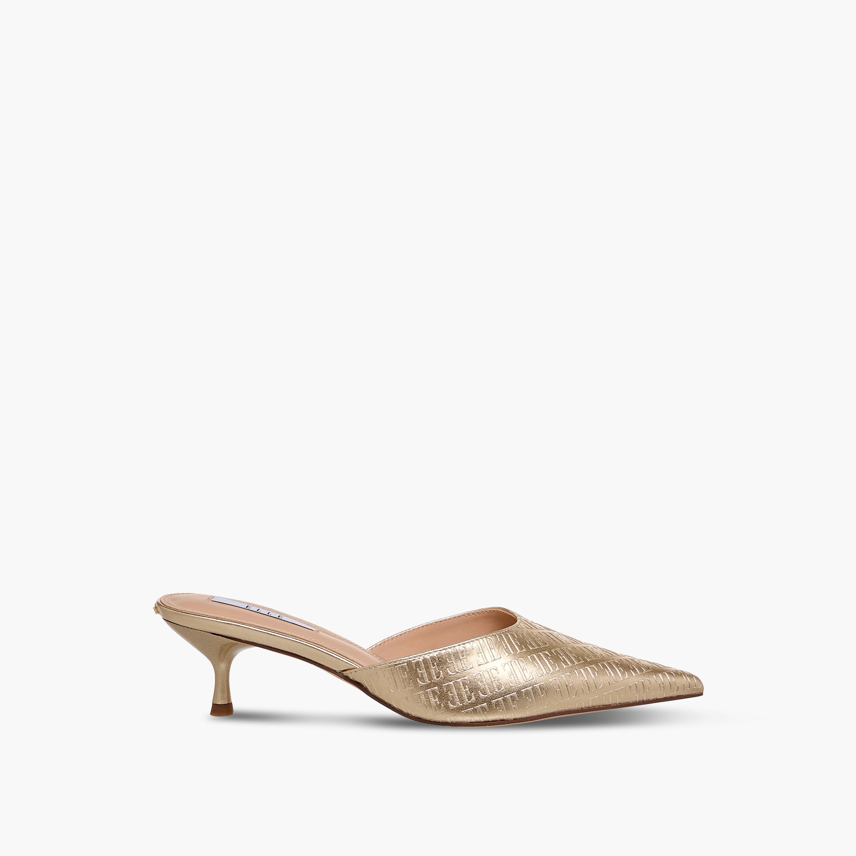 Elle Women Monogram Embossed Kitten Heel Mules-women-shoes-sandals-heeled-image-3