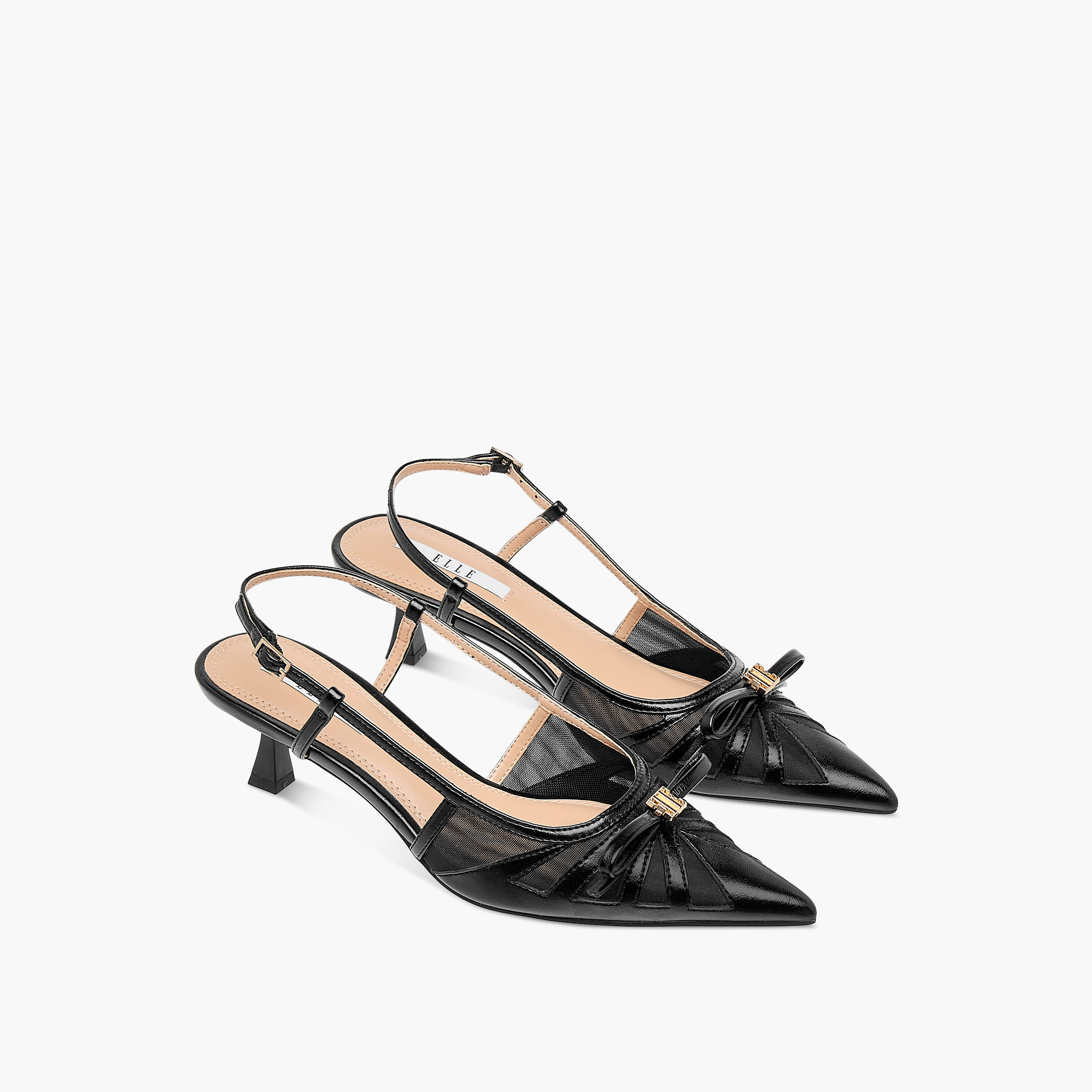 Elle Women's Bow Accent Shoes with Buckle Closure and Kitten Heels-women-shoes-sandals-heeled-image-1