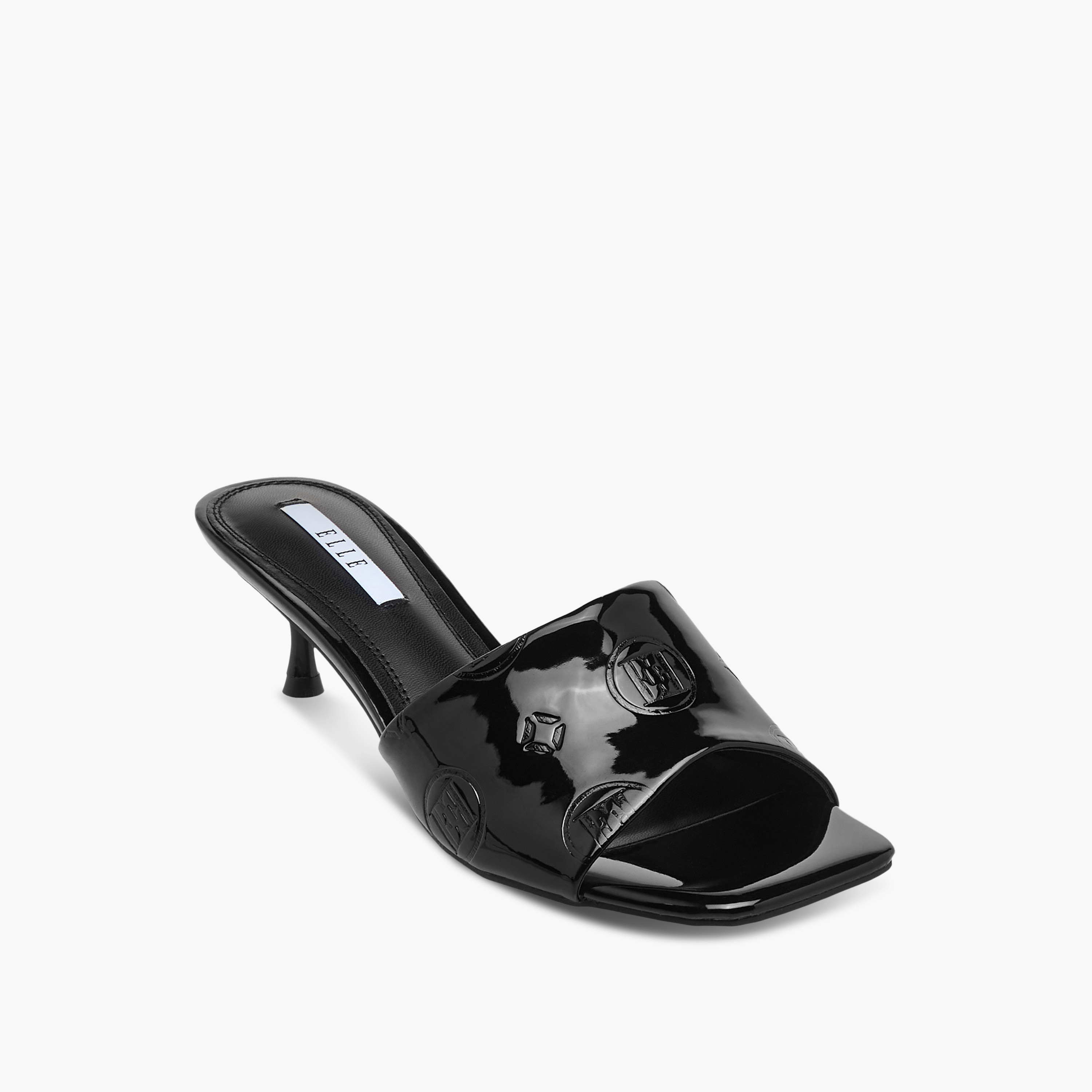 Elle Women's Logo Embossed Slip-On Sandals with Kitten Heels-women-shoes-heels-image-2