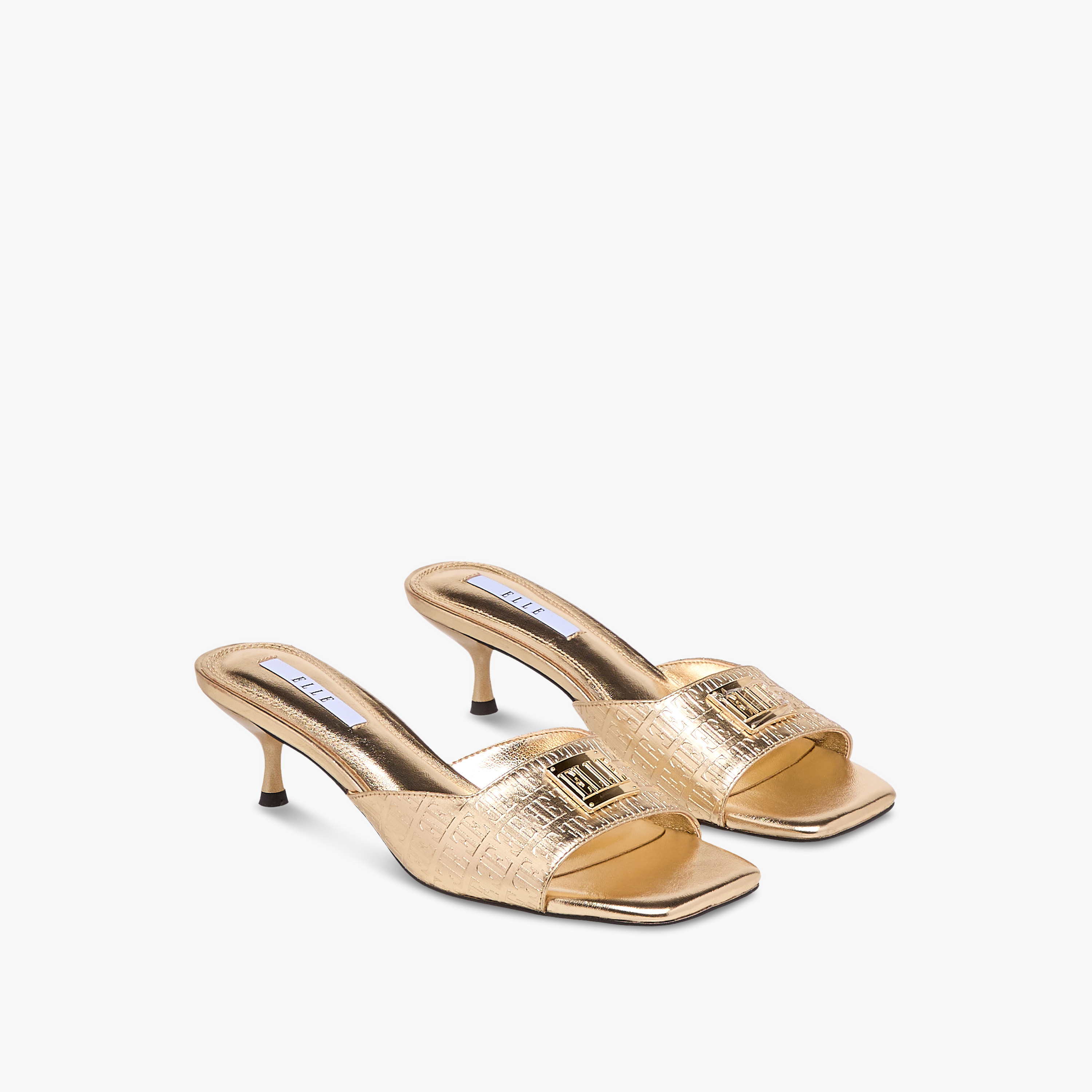 Elle Women's Monogram Embossed Slip-On Sandals with Kitten Heels-women-shoes-sandals-heeled-image-6