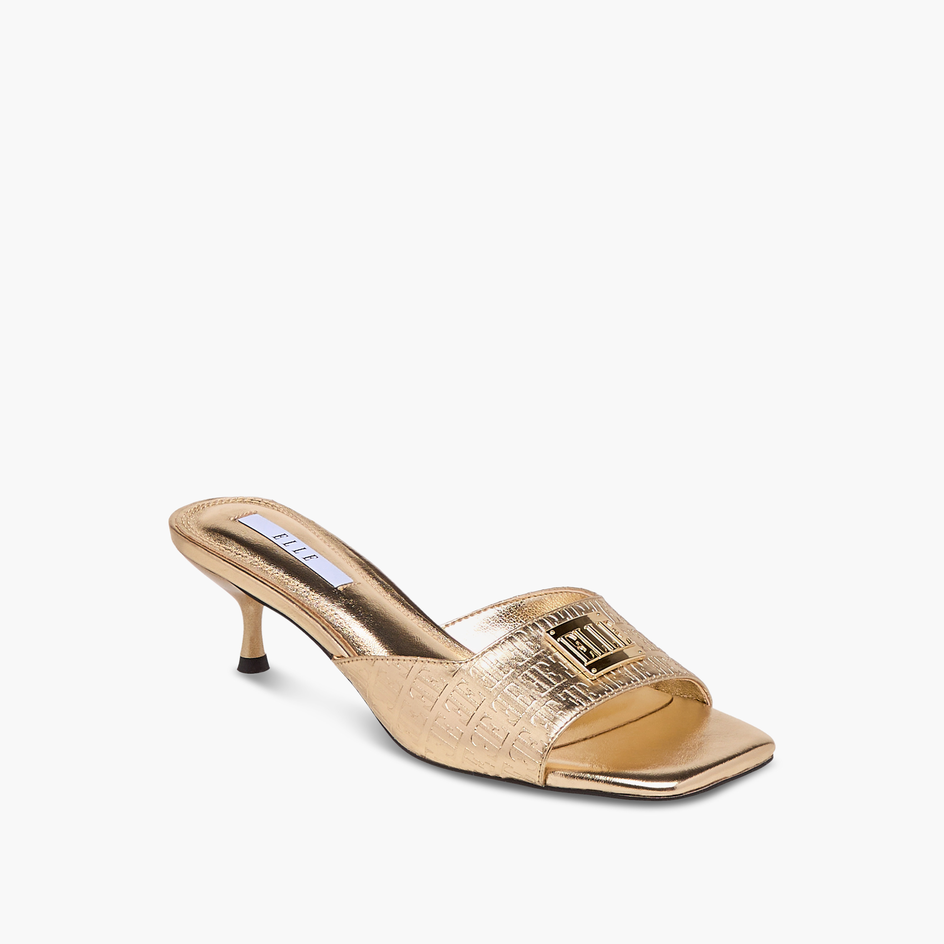 Elle Women's Monogram Embossed Slip-On Sandals with Kitten Heels-women-shoes-sandals-heeled-image-7