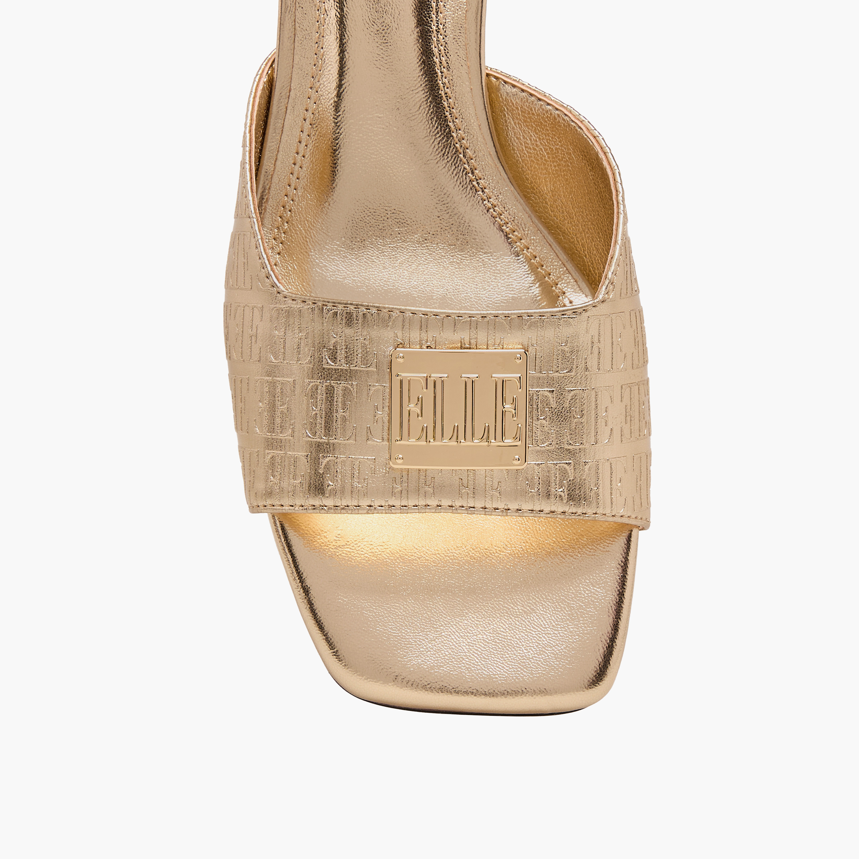 Elle Women's Monogram Embossed Slip-On Sandals with Kitten Heels-women-shoes-sandals-heeled-image-4